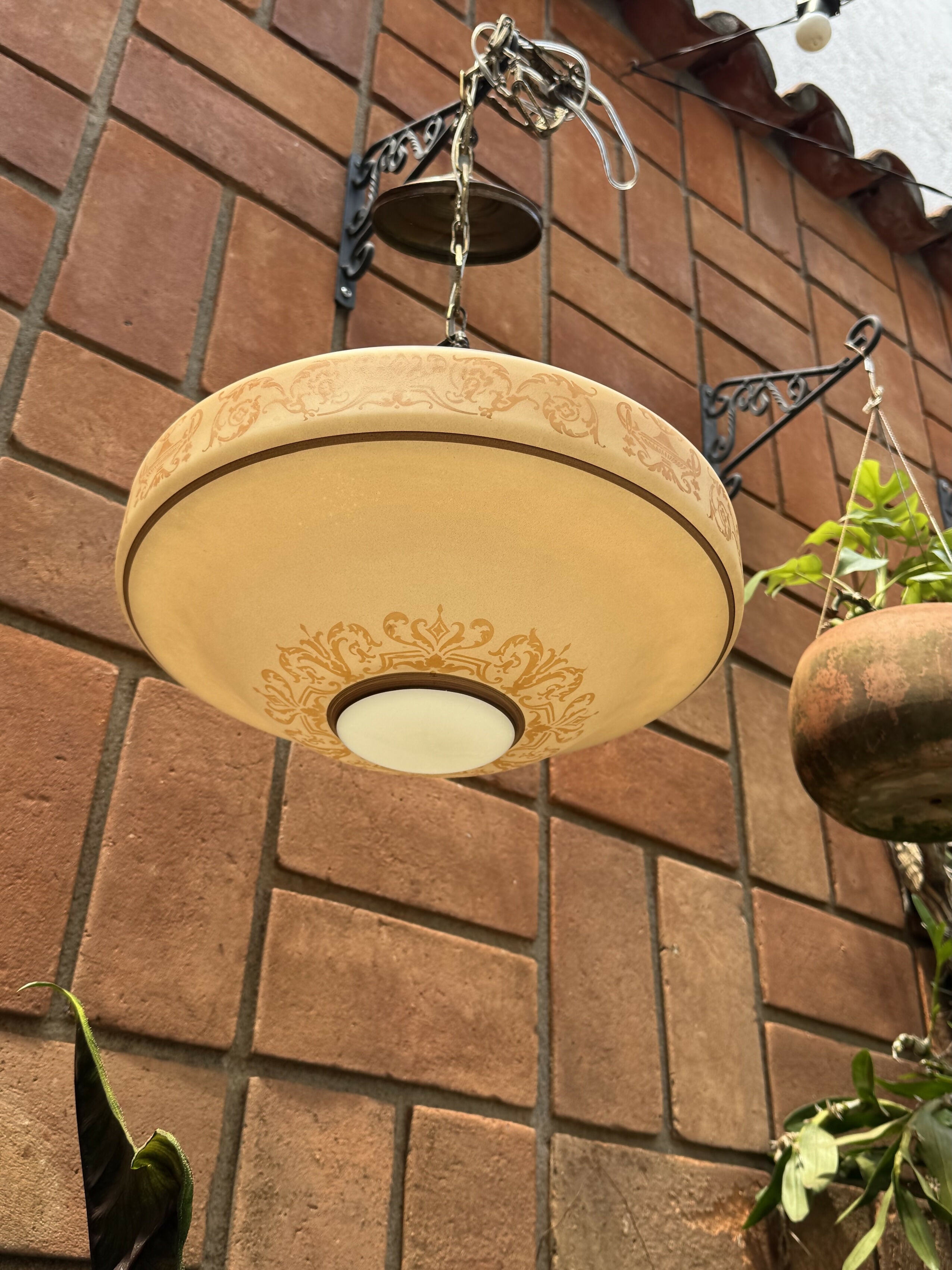 Luminária Pendente Muito Antiga em Opalina - Perfeito Estado