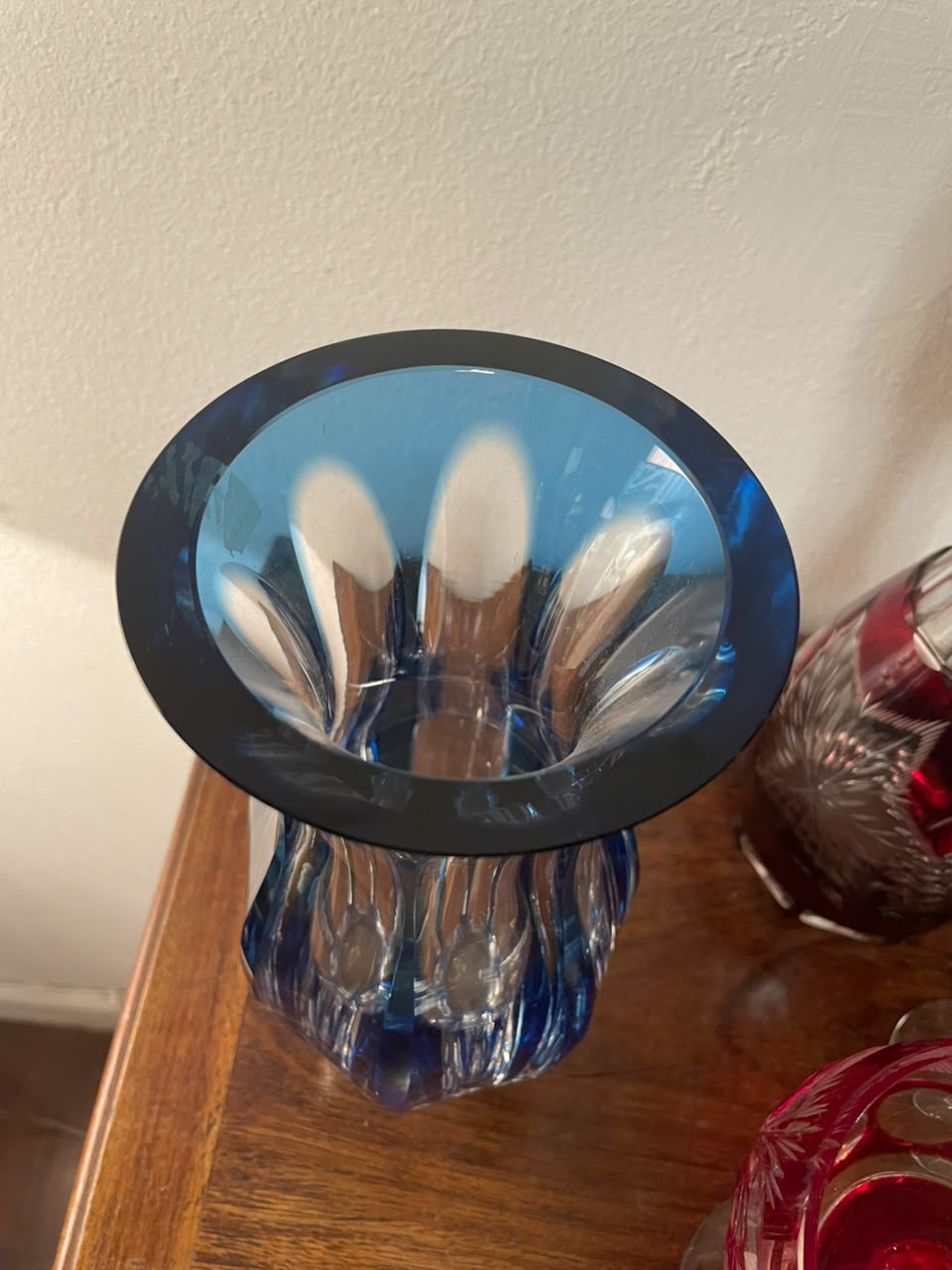 Vaso em cristal double Strauss em azul 