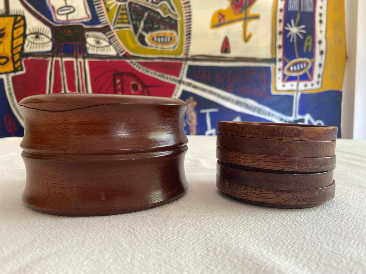 Conjunto Porta-Copos Mazal em Madeira e Cortiça (DMCPS_048)