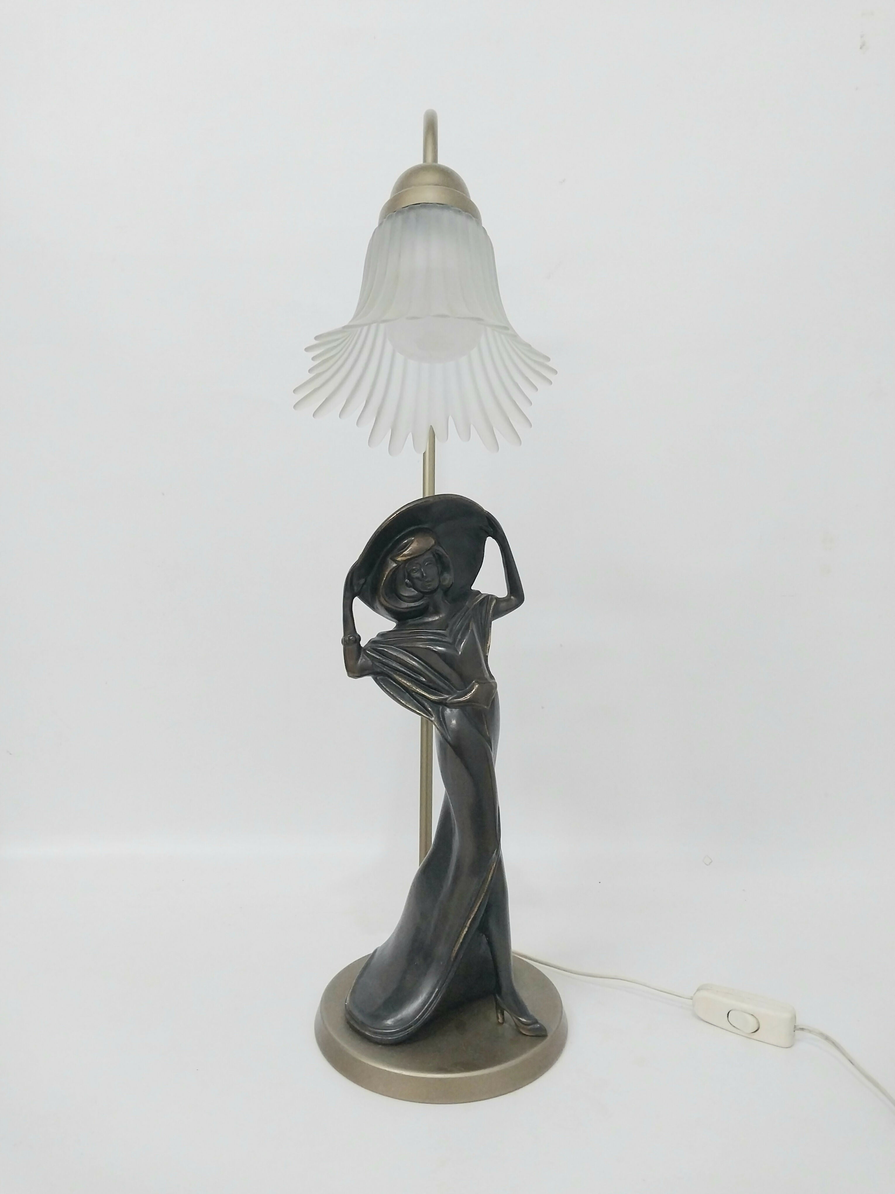 Luminária de Mesa Antiga em Petit Bronze Art Deco