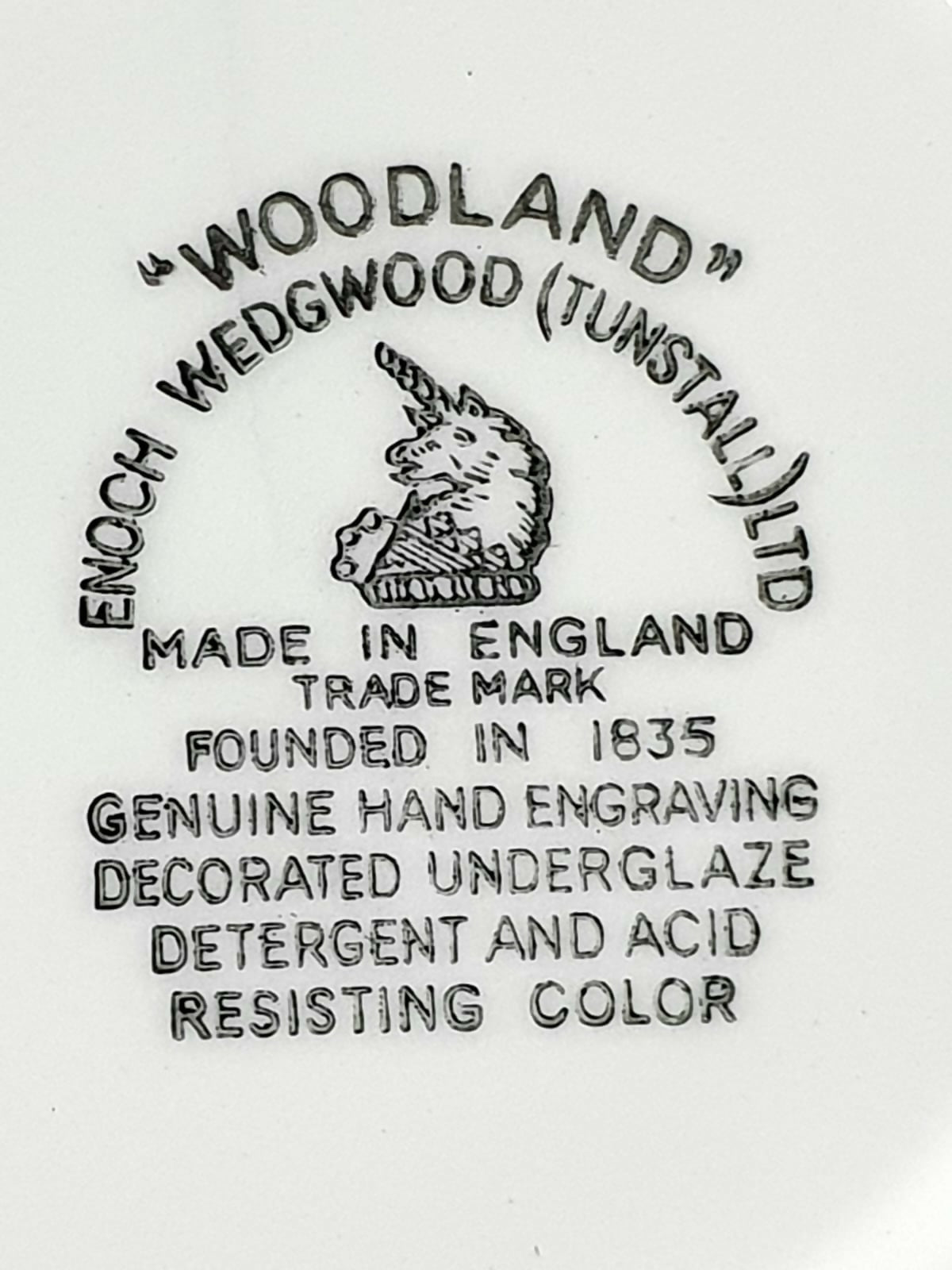 Conjunto de 16 pratos Woodland Pink da Enoch Wedgwood com carimbo Drohaoser