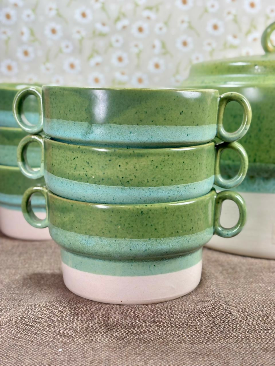 Conjunto sopeira Studio Tacto com 6 bowls | anos 80
