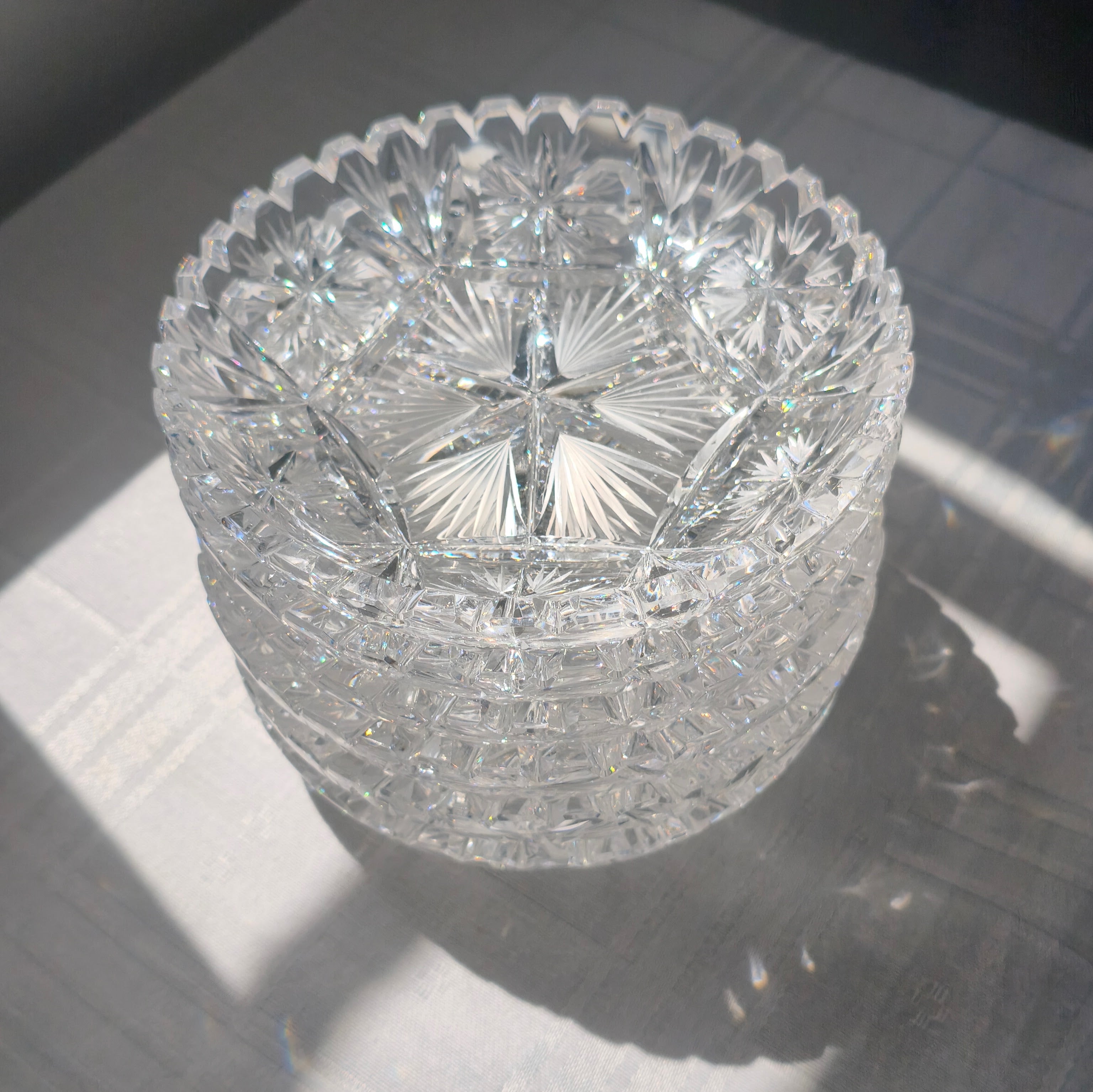 Conjunto 6 pratinhos em cristal lapidado