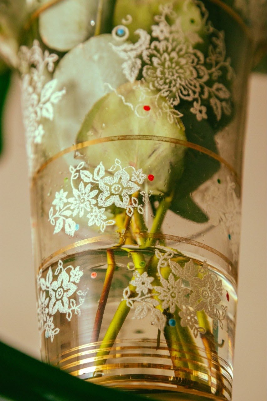 Vaso de Vidro decorado anos 50