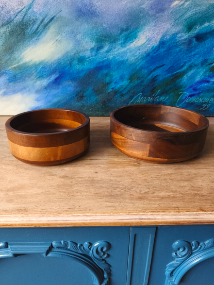 SET 2 SALADEIRAS MADEIRA JEAN DOBRÉ TROPIC-ART 19  E 24CM