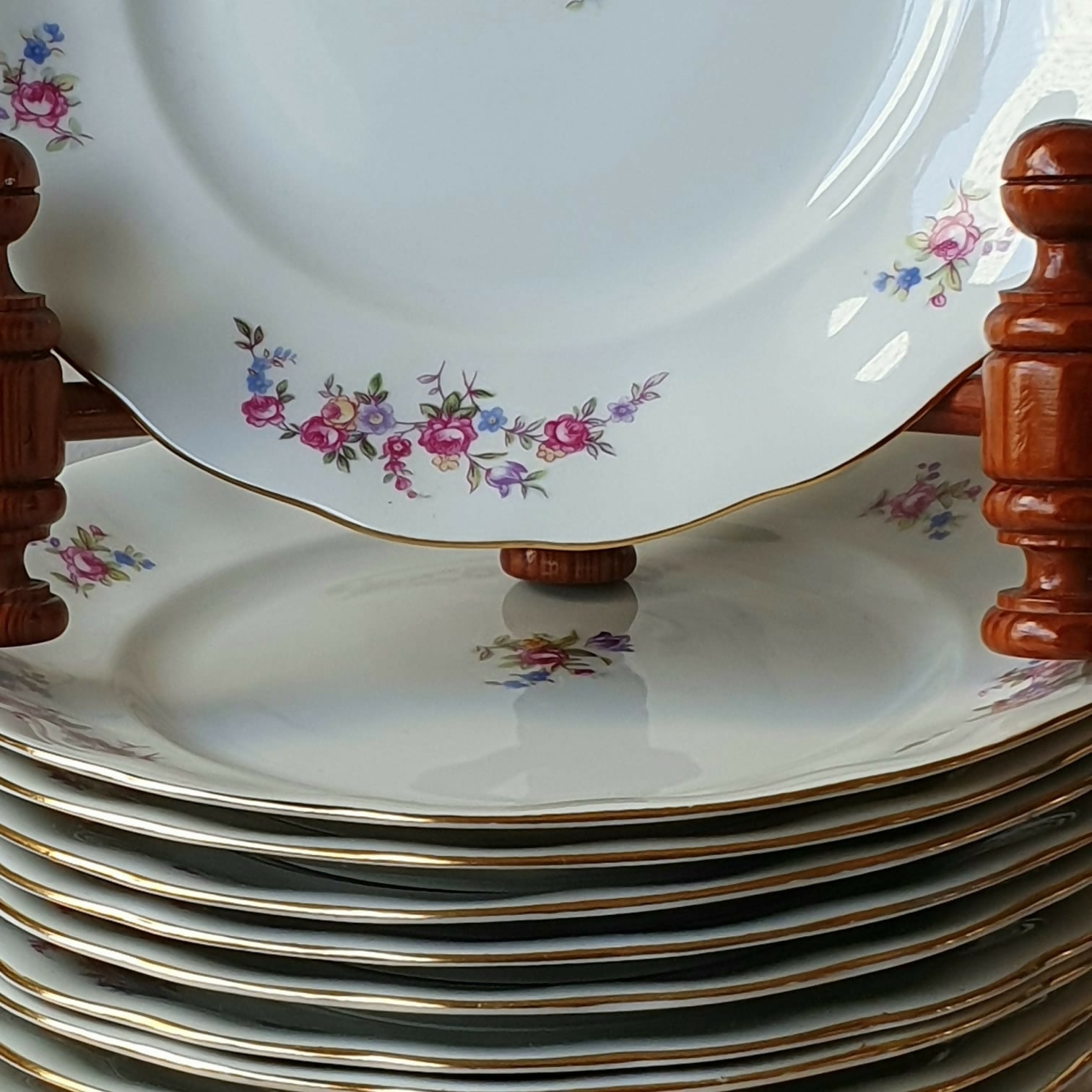 Conjunto de 10 pratos de sobremesa em porcelana polonesa, vintage, Koenigzelt, anos 30. Impecáveis