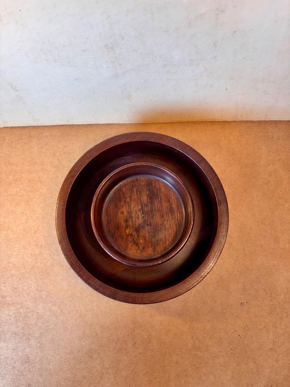 Dupla de bowls redondos em madeira torneada com bowl Tropic-Art (DMCPS_610 + DMCPS_611)