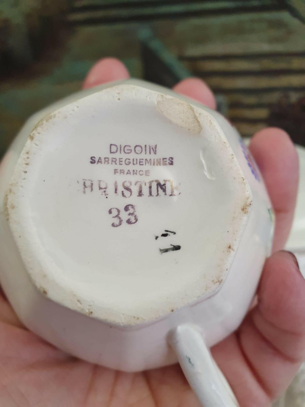 Conjunto antigo, raríssimo, em faiança francesa Digoin Sarreguemines, para café. Modelo Christine. Maravilhoso! Para colecionador de antiguidades europeias.