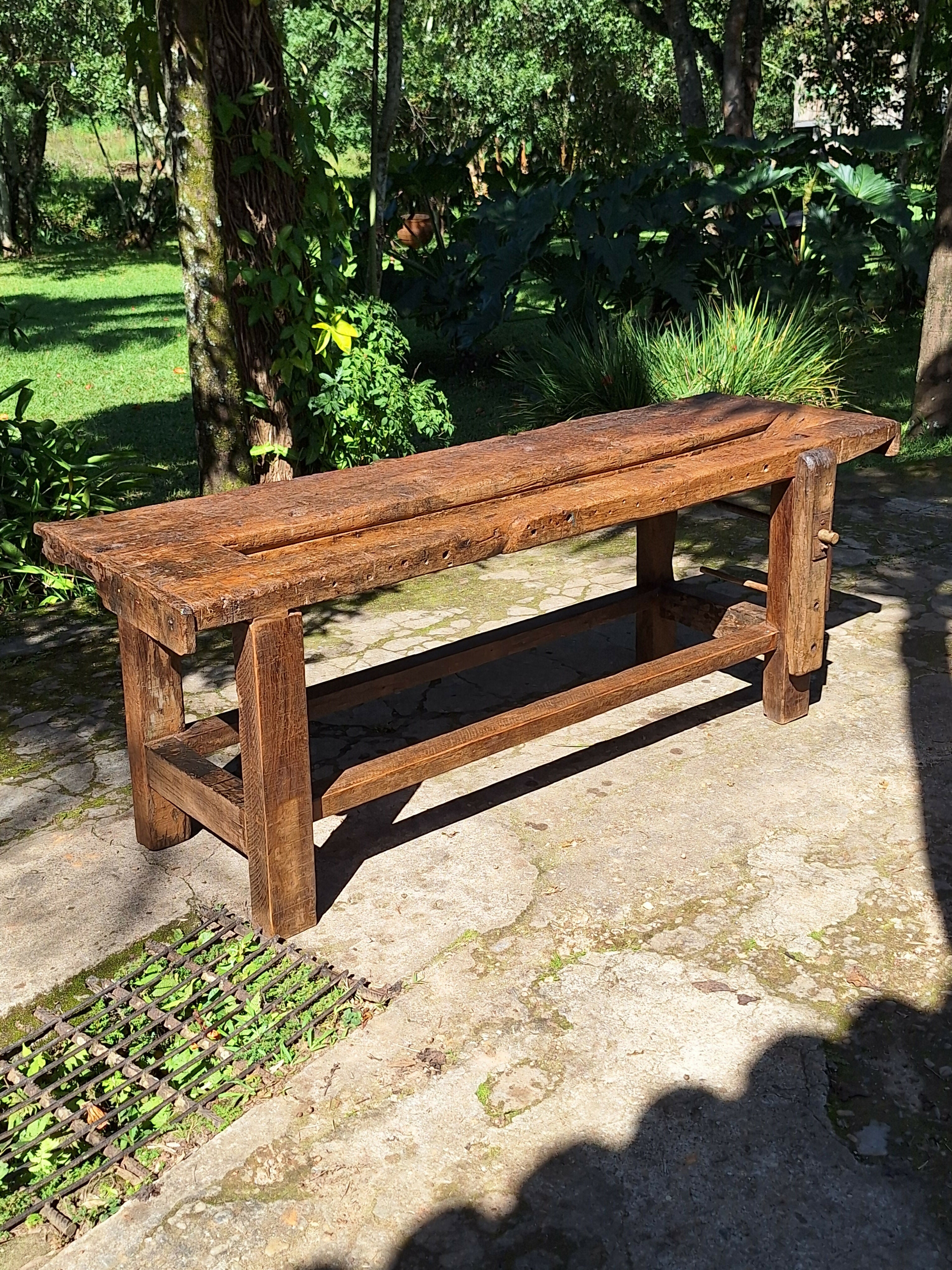 Bancada de Marcenaria Antiga Madeira Maciça Garimpo Mineiro