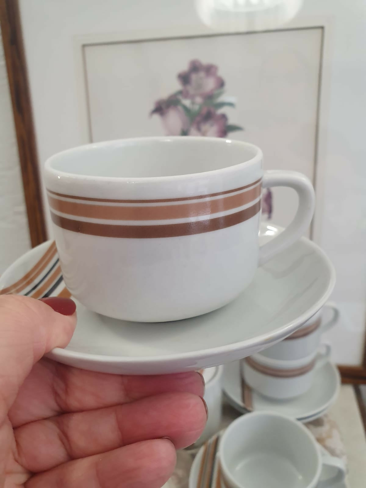 Conjunto para chá vintage em porcelana Pozzani, 8 peças. Lindo! Ótimo estado!