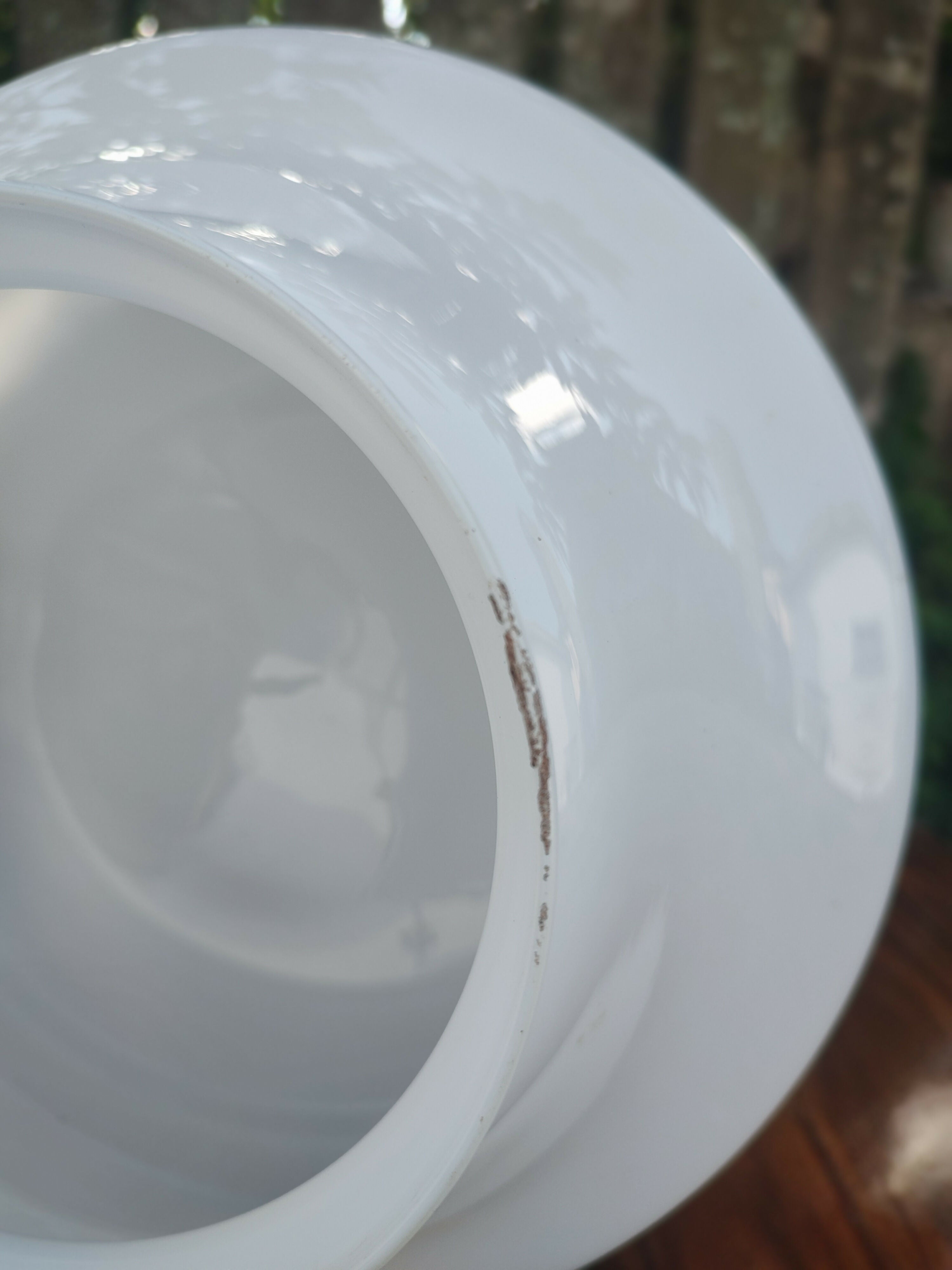 Antiga Cúpula / Lustre / Luminária Bojuda grande em vidro leitoso liso com plafon novo