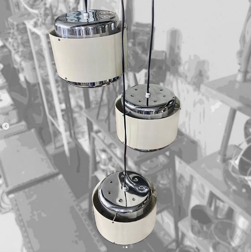 Luminária antiga restaurada - pendente triplo