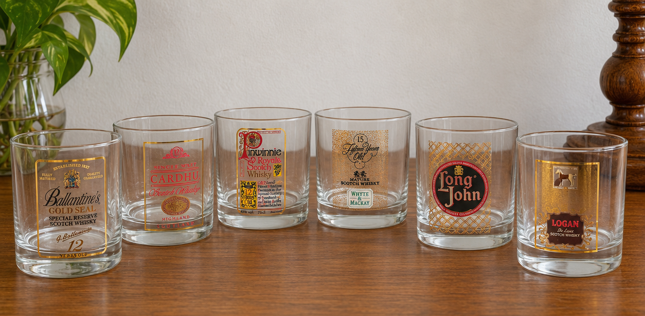 Conjunto 6 copos de Whisky com caixa de madeira