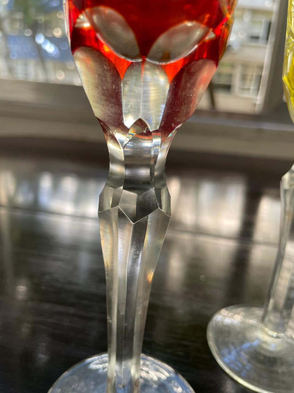 4 taças flutes para champanhe em cristal double colorido 