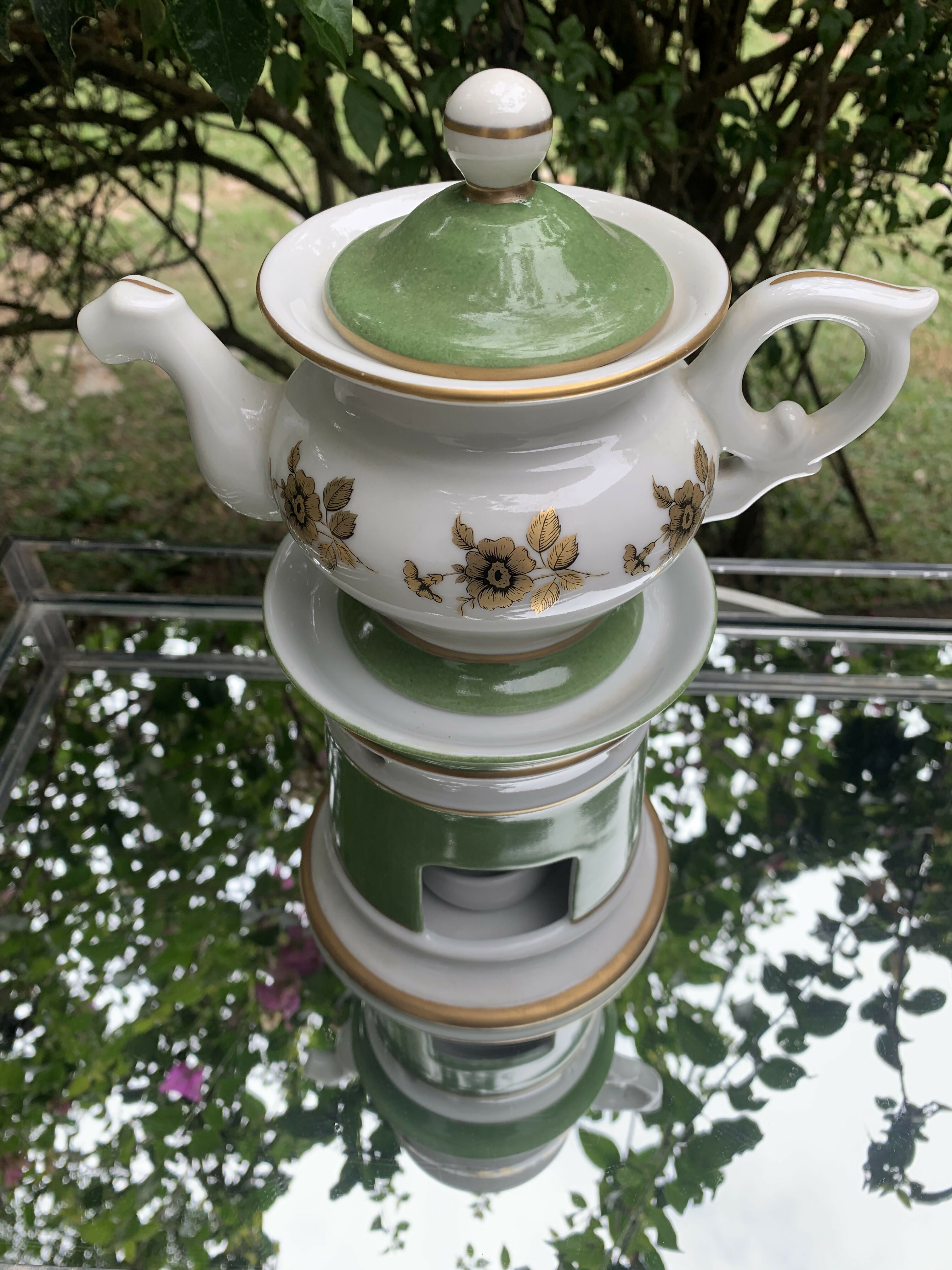 Bule com rechaud em porcelana Porbras Raríssimo