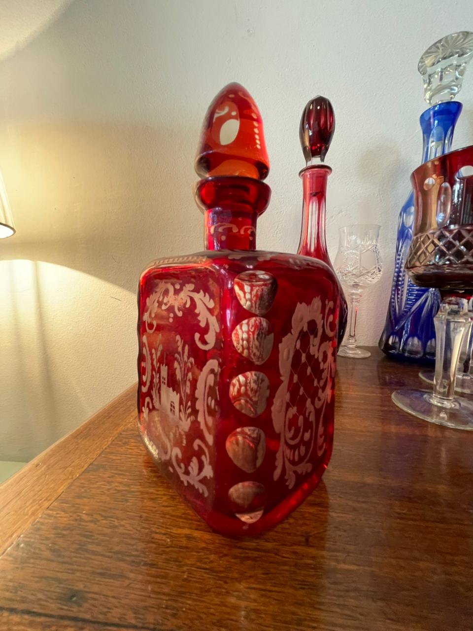 Licoreira em cristal rubi séc XIX Bohemia