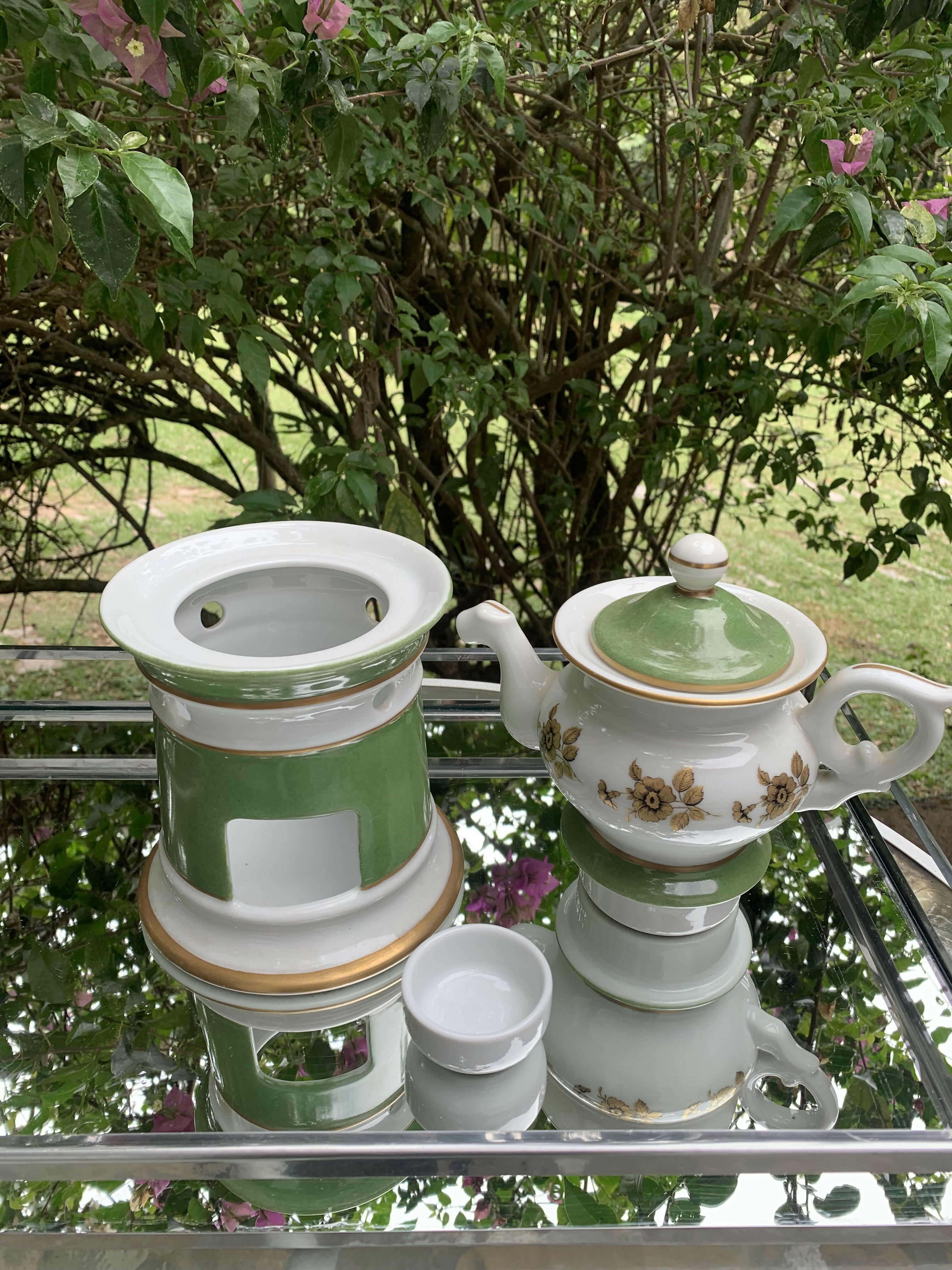 Bule com rechaud em porcelana Porbras Raríssimo