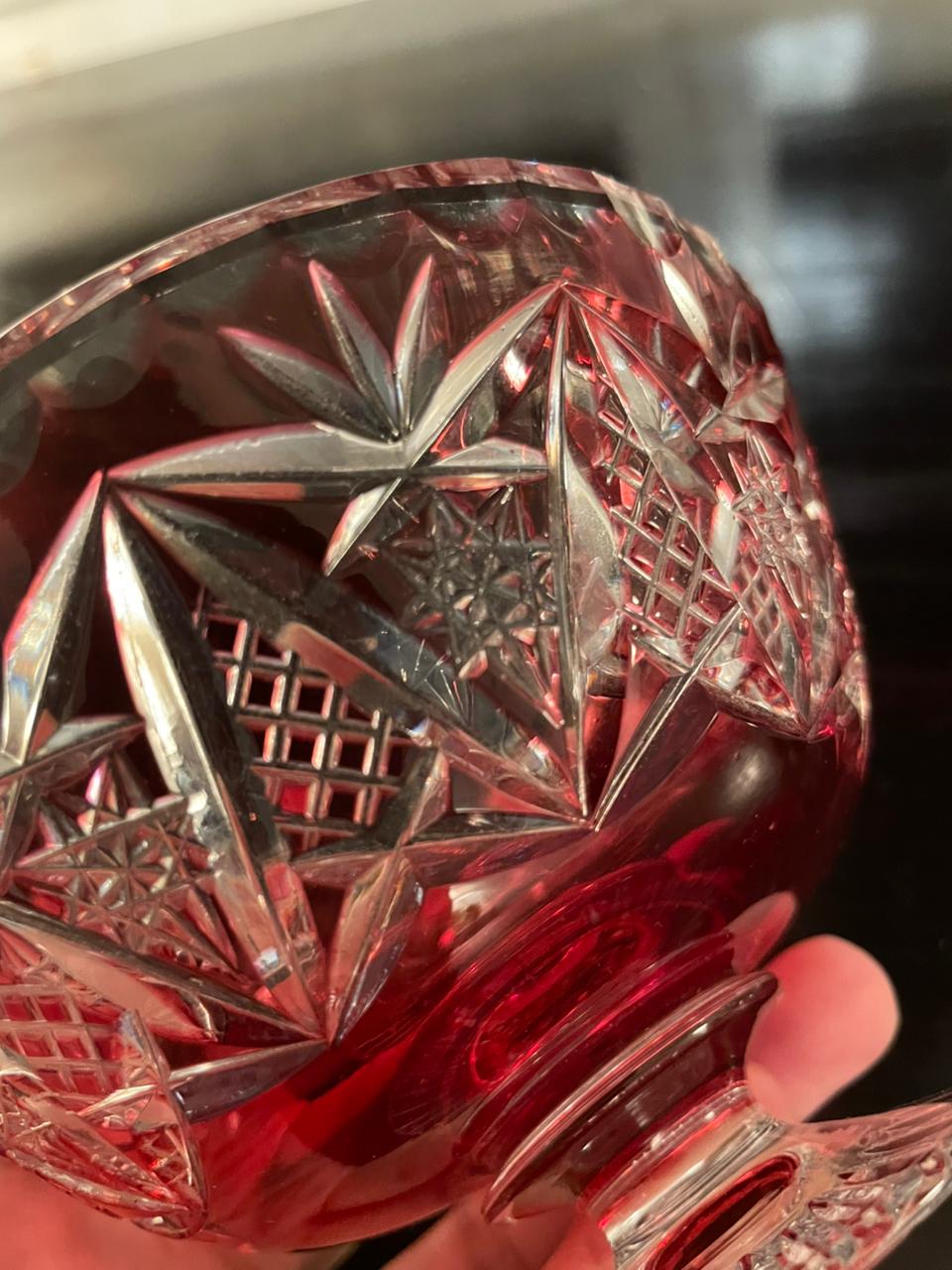 Bomboniere em cristal double rubi francês
