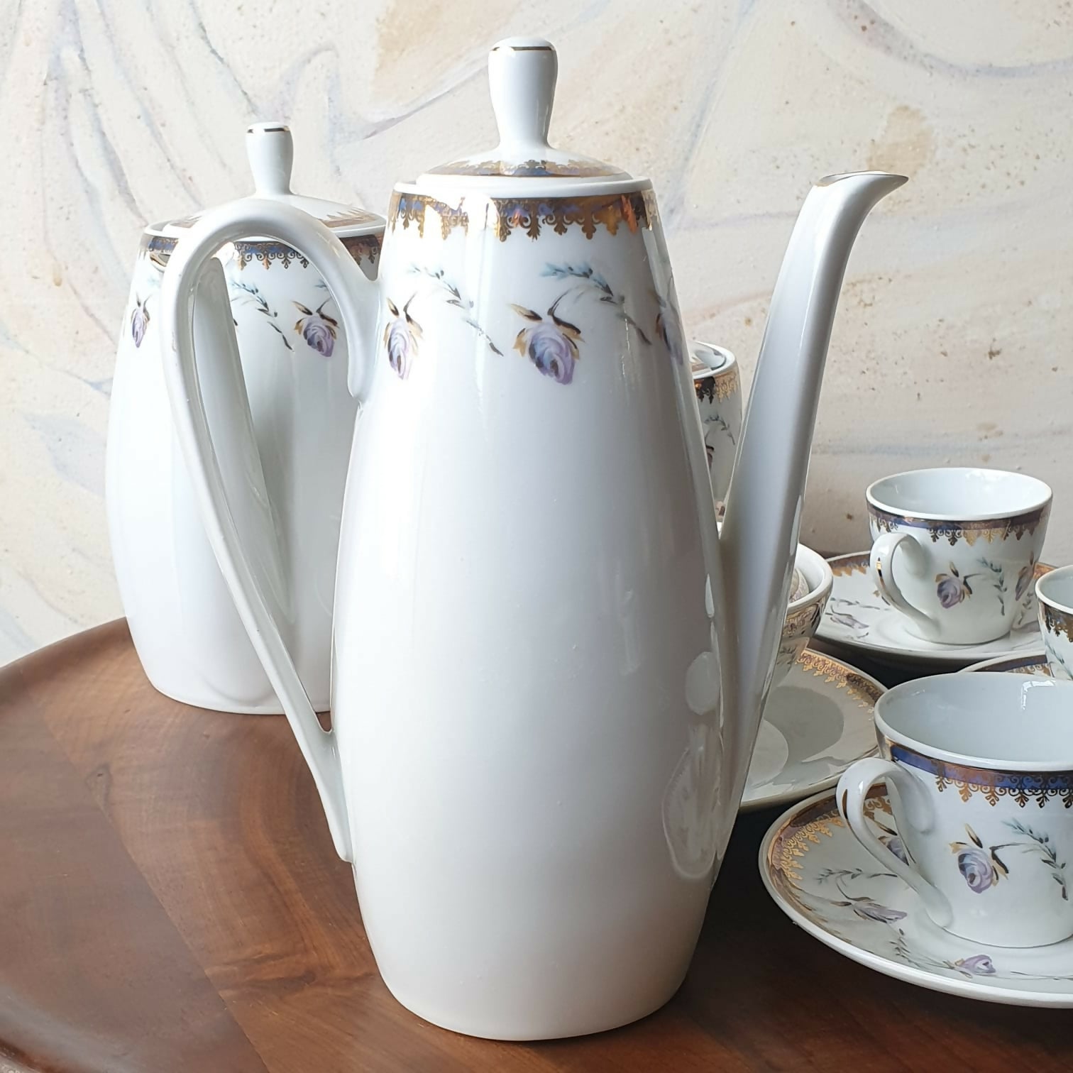 Conjunto para café em porcelana Schmidt, anos 50.