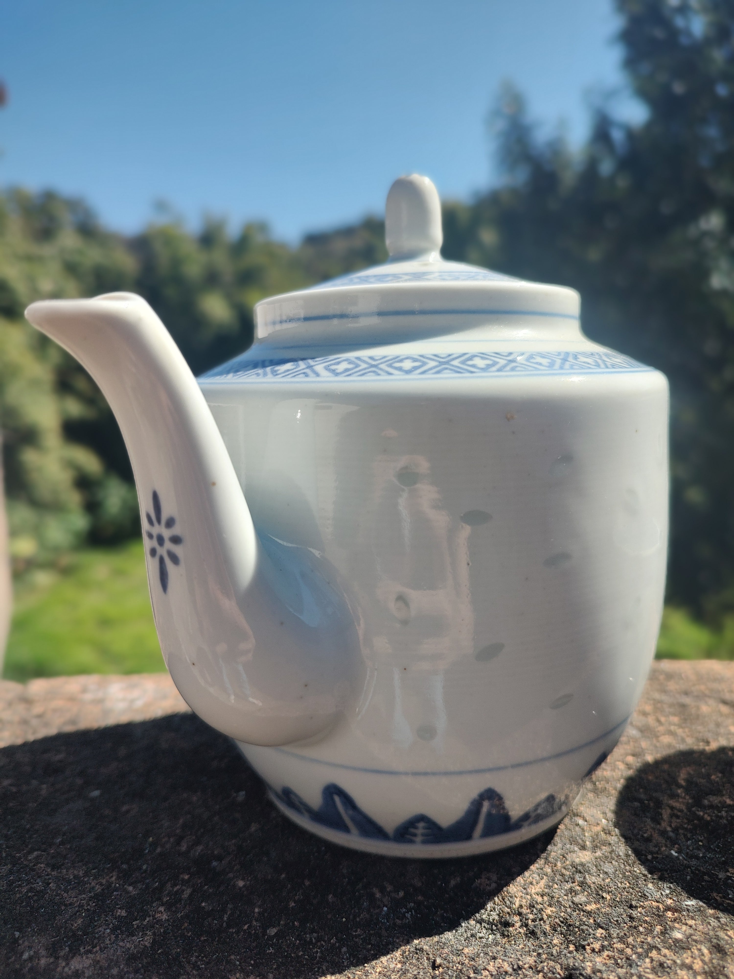 Raro Conjunto Chinês vintage para chá com padrão Grão de arroz - anos 80