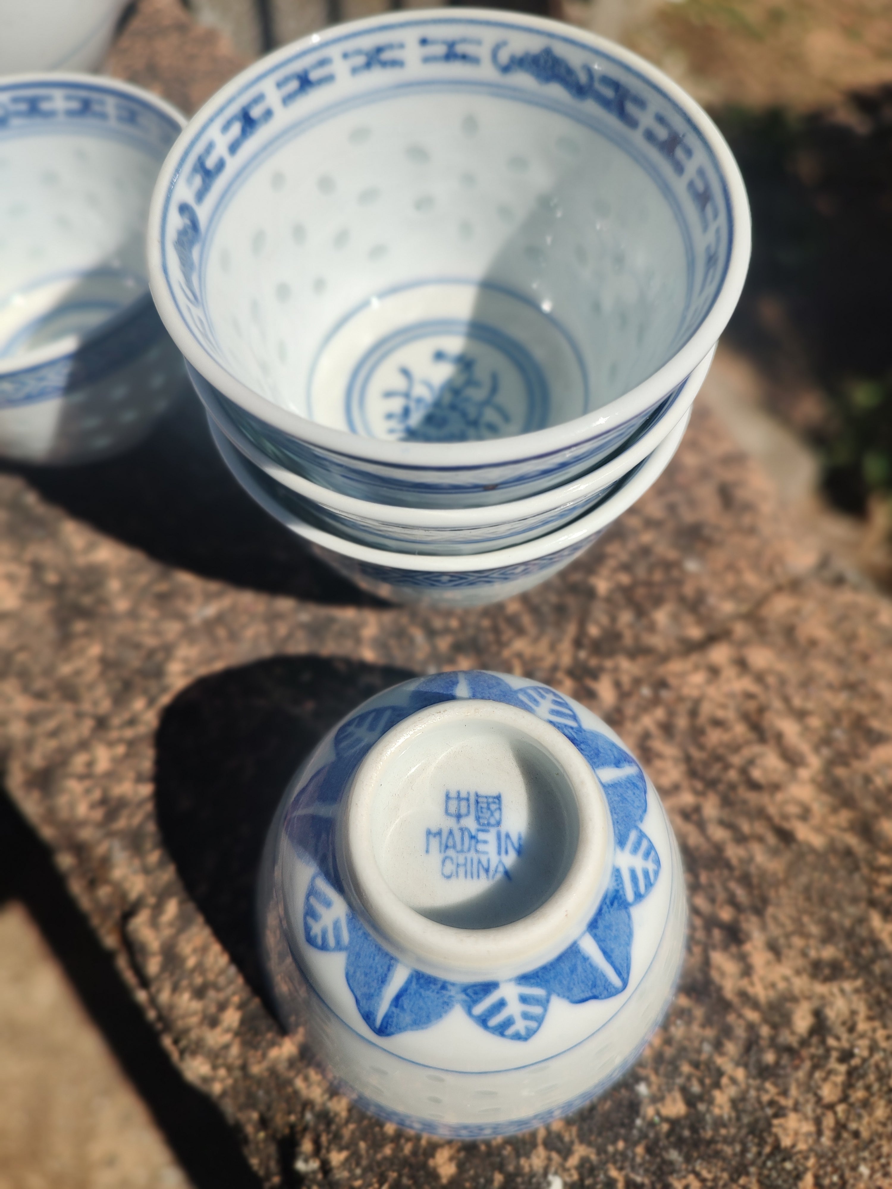 Raro Conjunto Chinês vintage para chá com padrão Grão de arroz - anos 80