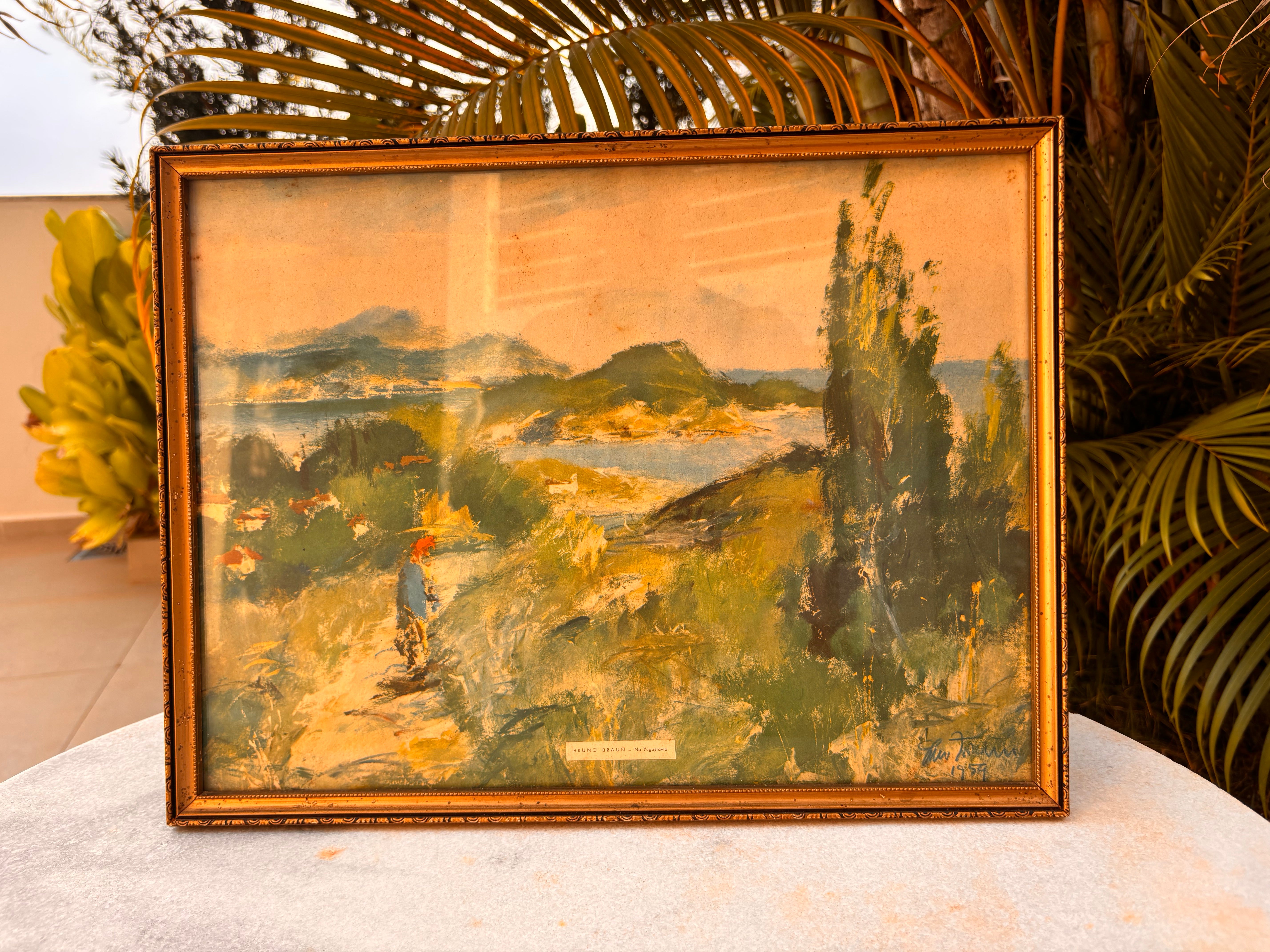 Quadro Antigo Óleo Sobre Placa - Bruno Braun (1959) - Na Yugoslávia