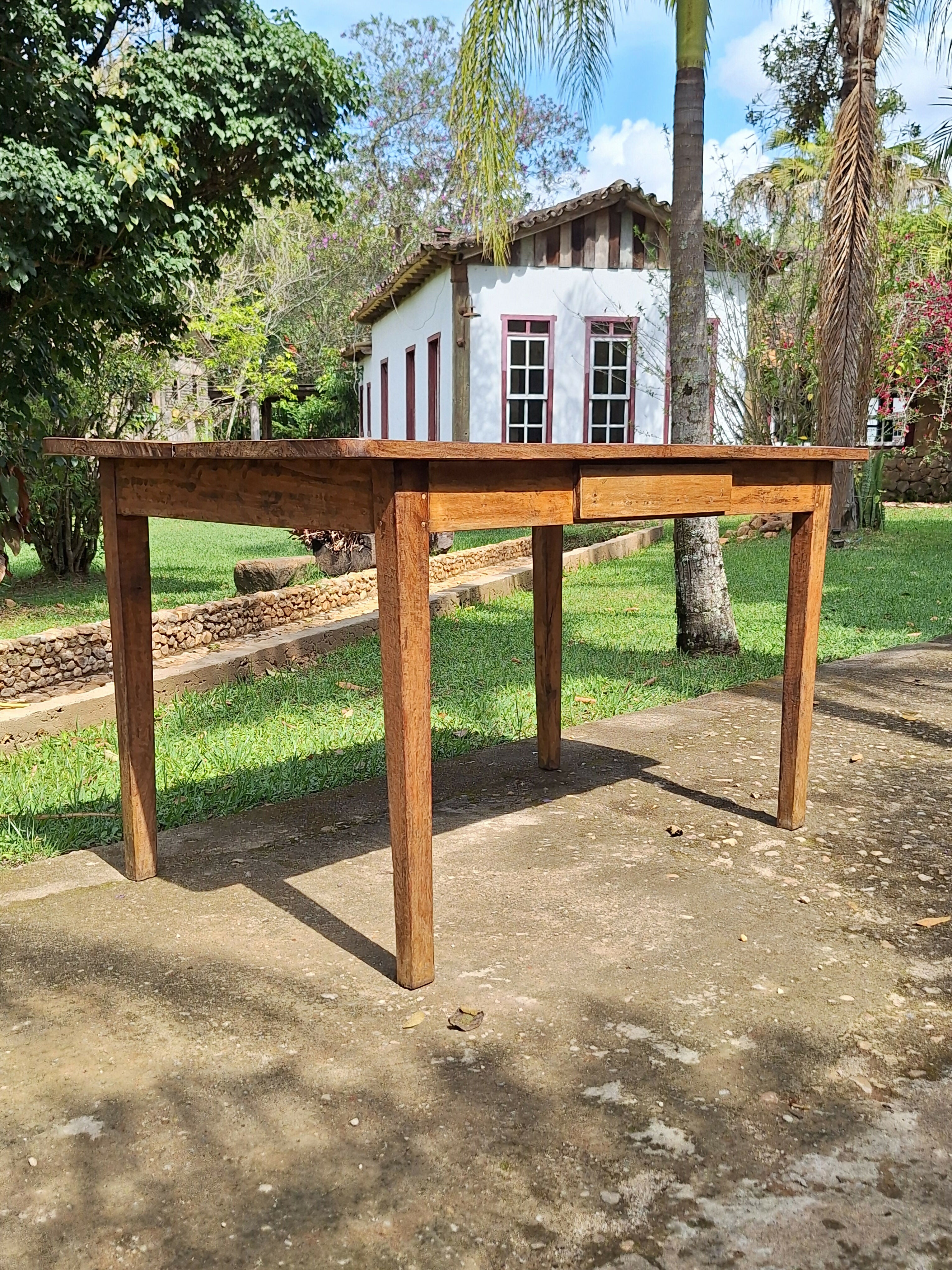 Mesa Antiga Madeira Maciça Garimpo Mineiro