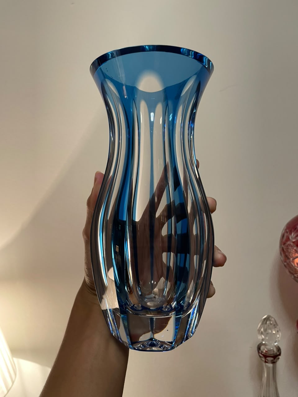 Vaso em cristal double Strauss em azul 