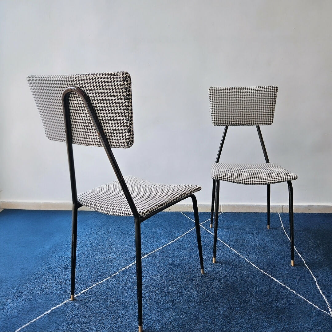 PAR DE CADEIRAS ANOS 50 com tecido Pied de Poule