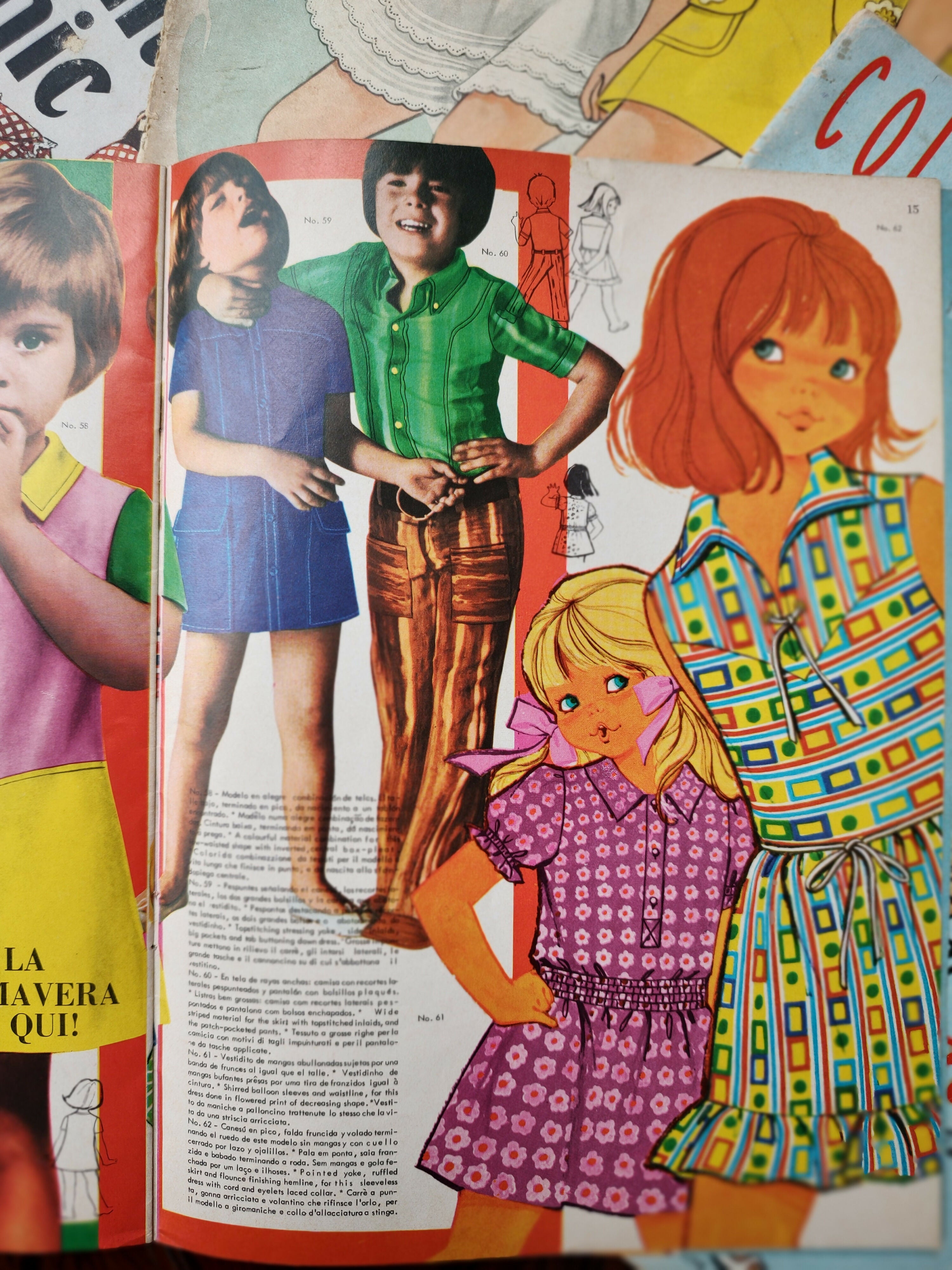 4 Revistas Ilustradas de Moda Infantil da década de 60 - 70