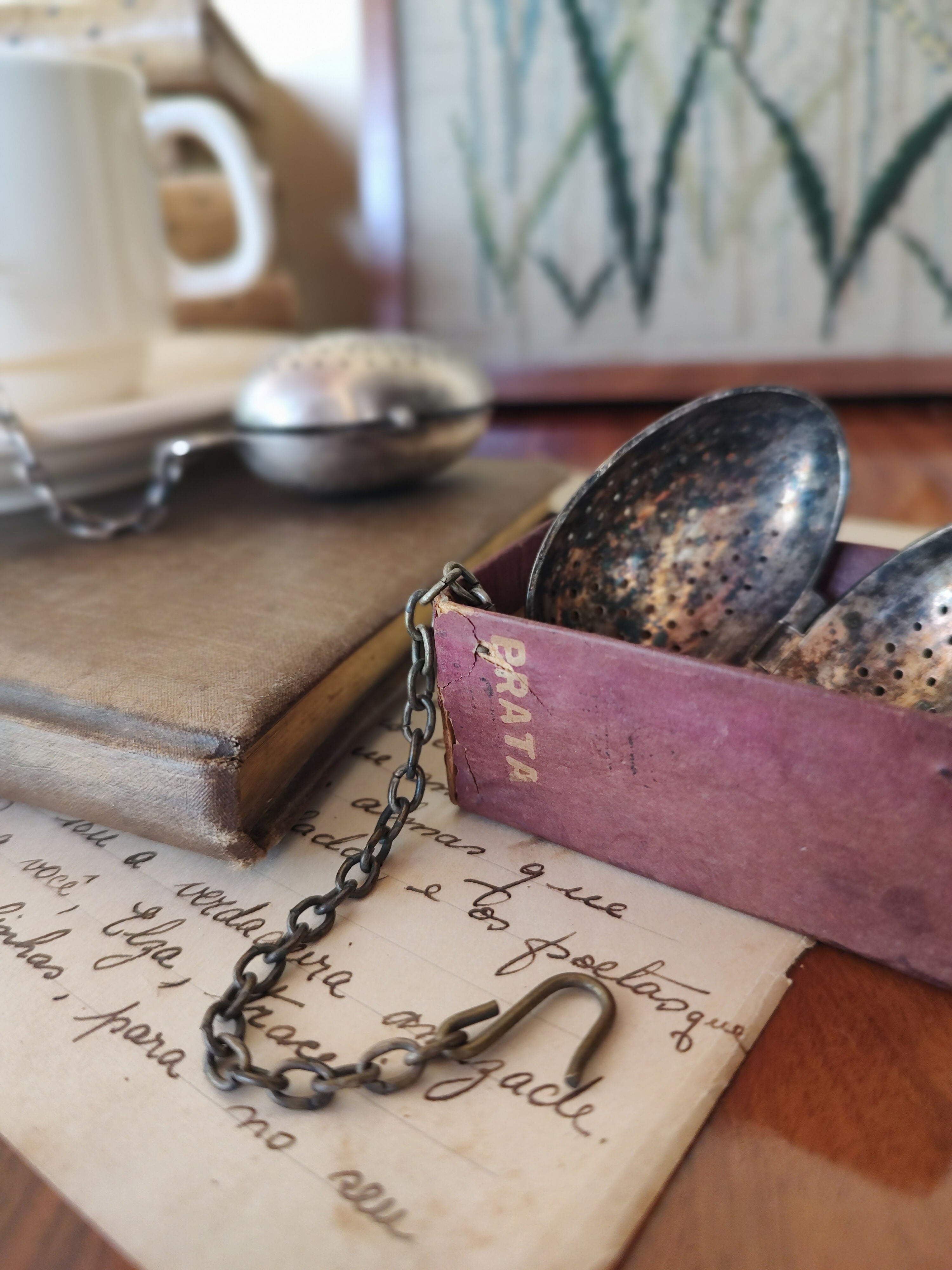 Antigo Infusor / Coador de Chá Eberle em Prata - formato de ovo (valor unitário)