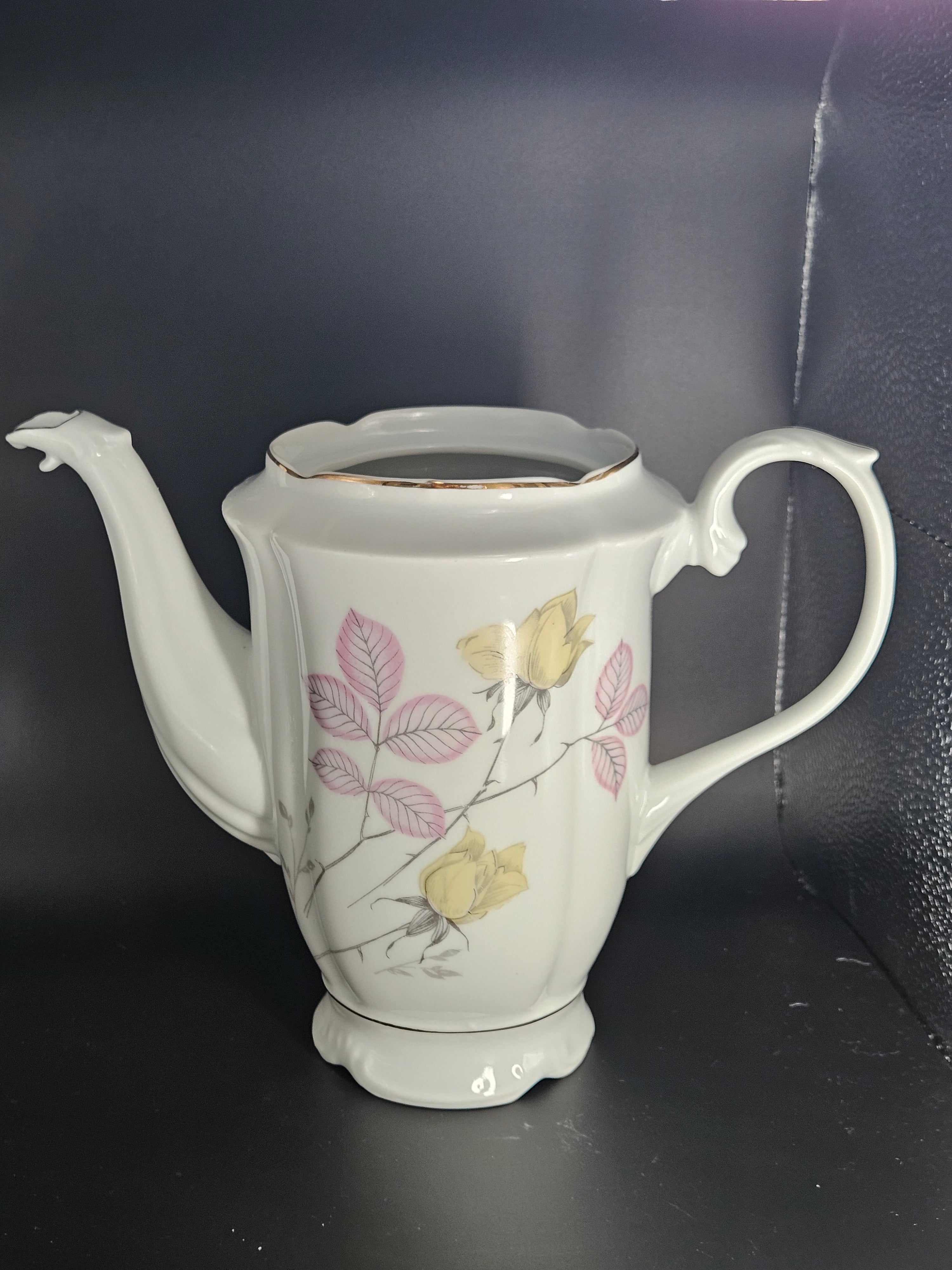 Vaso Bule  Porcelana Real Floral Sem Tampa