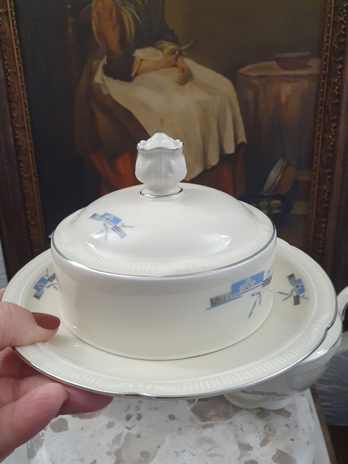 Conjunto de serviço para chá e café 4 peças  peças em porcelana antiga alemã Zeh Scherzer, edição comemorativa dos 50 anos da manufatura (1930) - 50o Jahre. Estilo Art Decó, altíssima qualidade,  tanto que está como novo 100 anos depois.