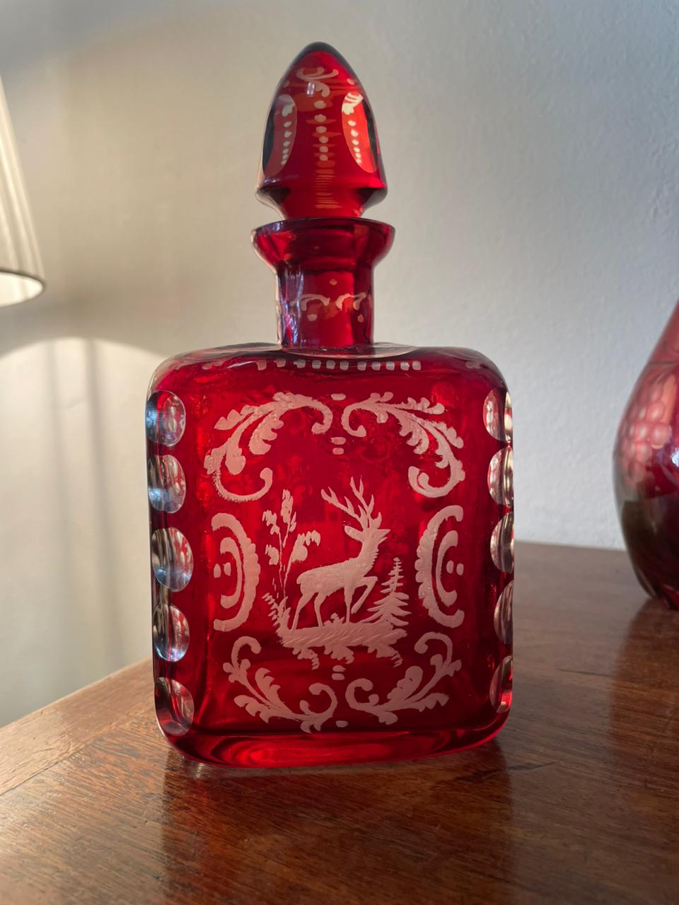 Licoreira em cristal rubi séc XIX Bohemia