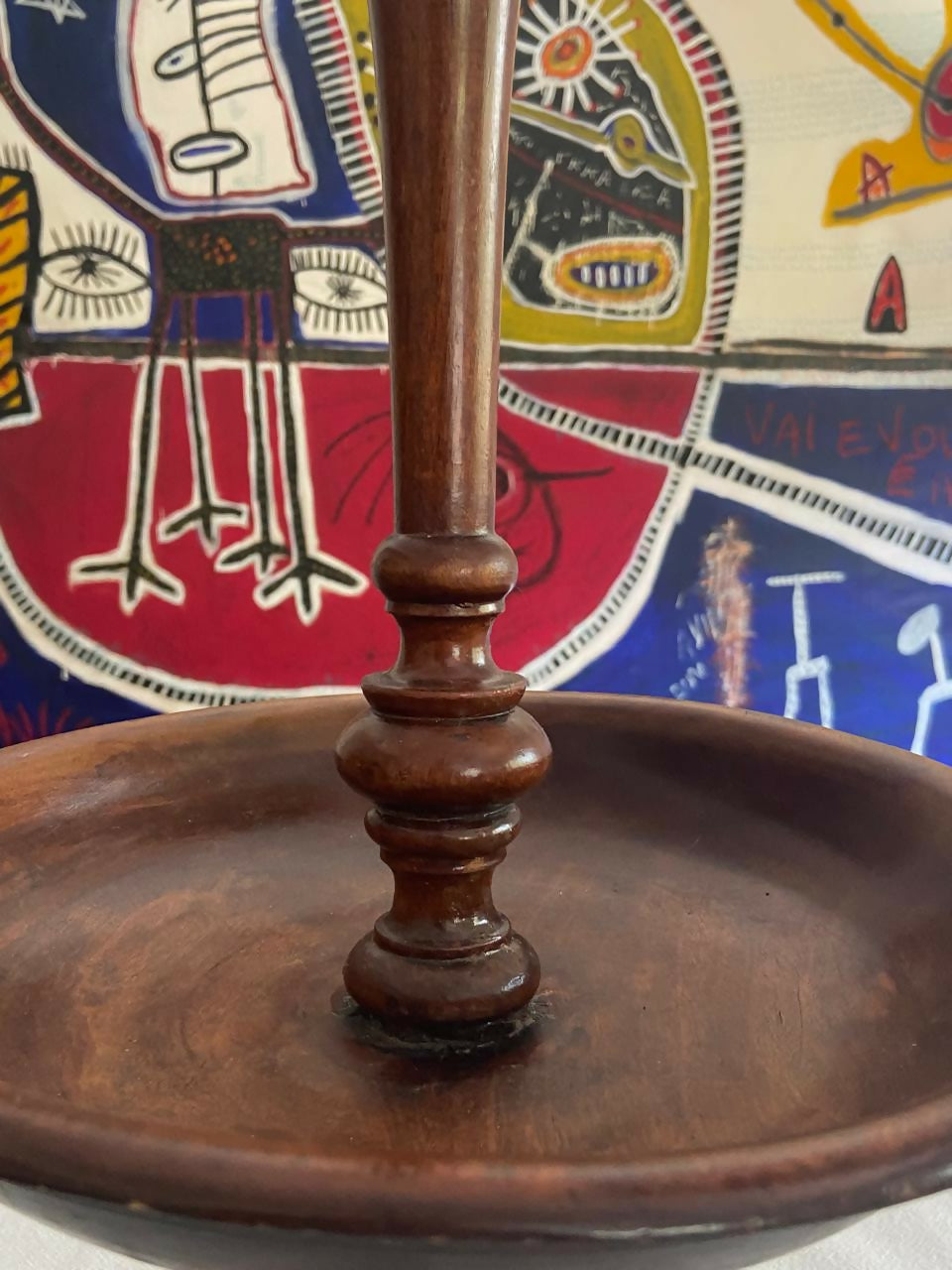 Fruteira com floreira em madeira torneada (DMPS_050)