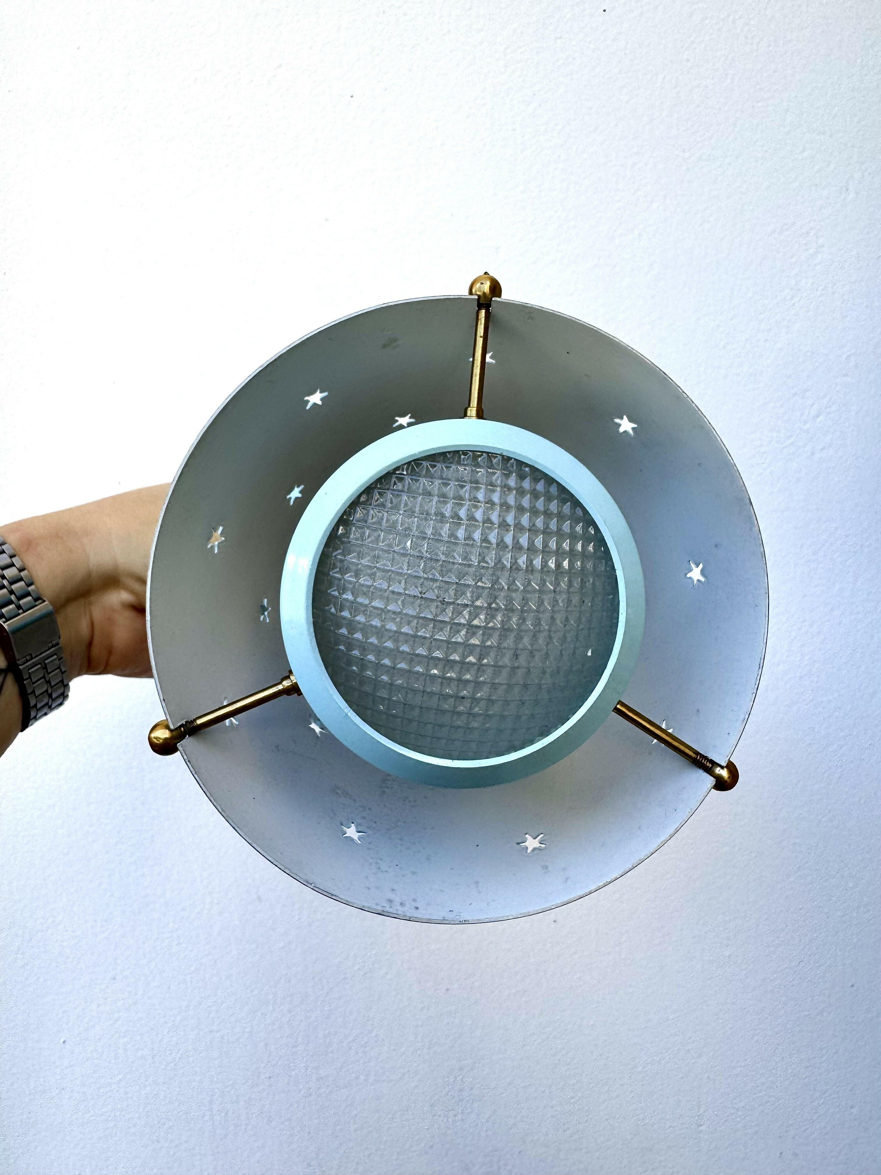 Anos 50 Luminária azul com estrelas