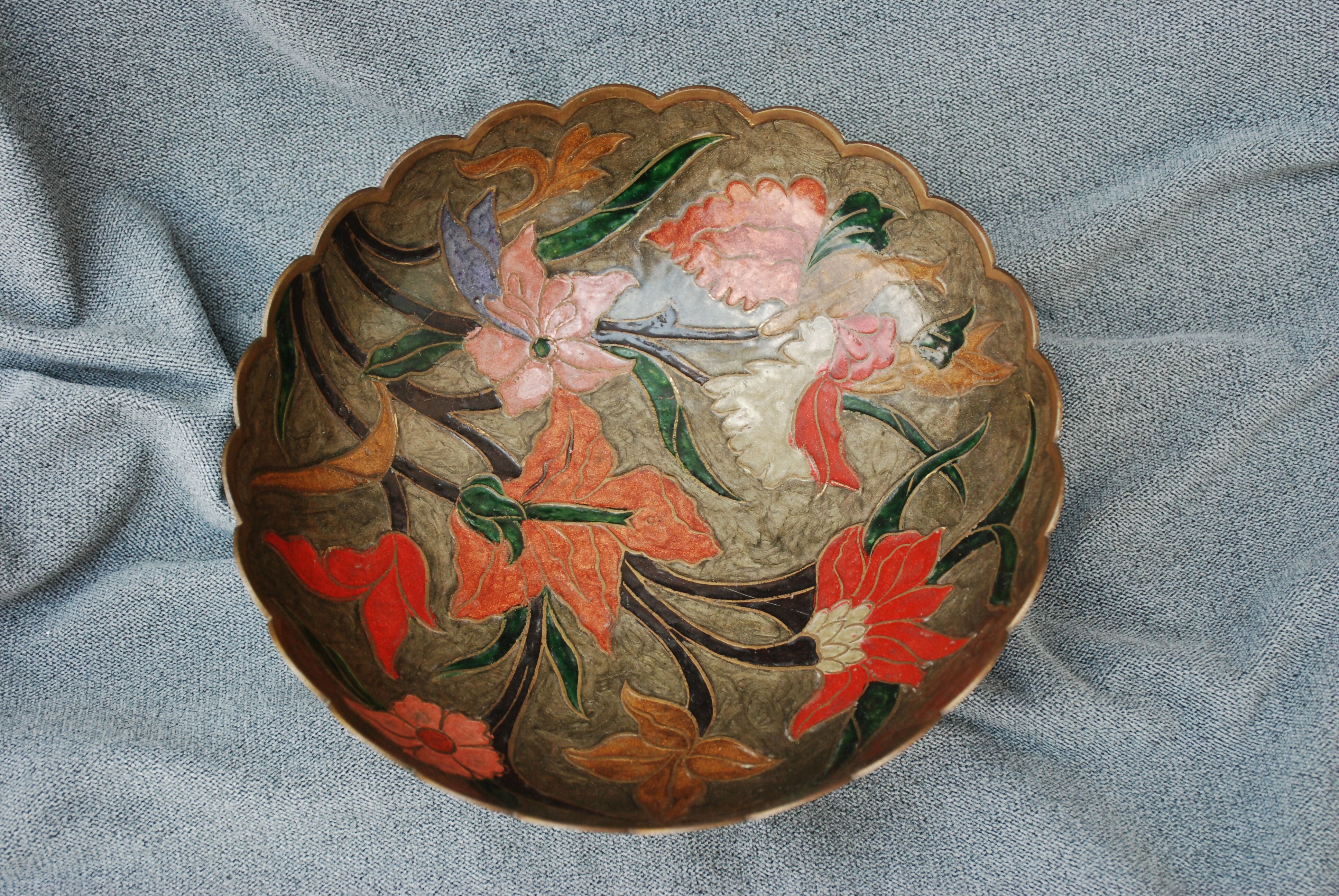 fruteira indiana latao anos 70 cloisone 25 x 10 linda pça