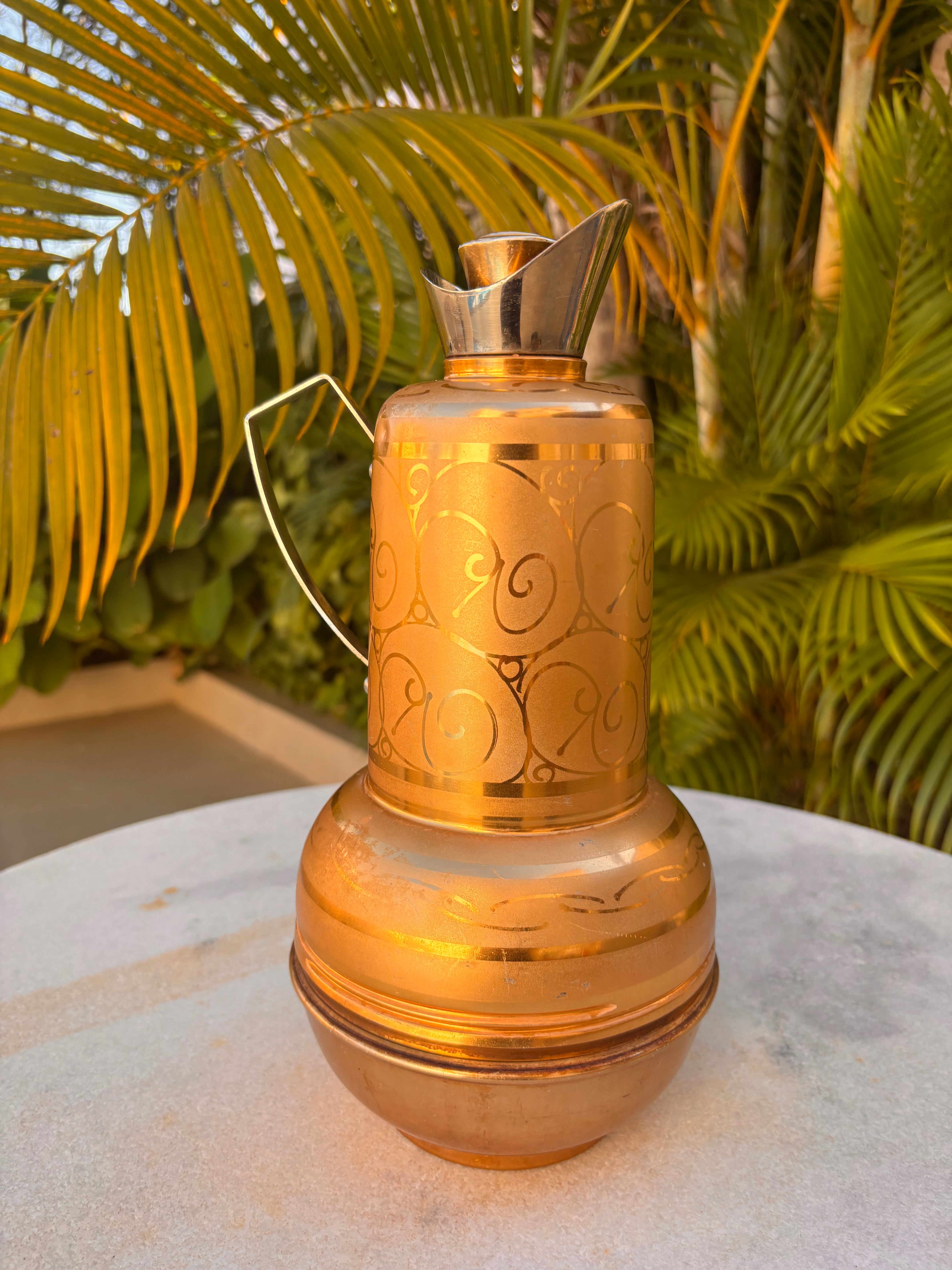 Rara Garrafa Térmica Antiga Líder Anos 60 Dourada Vintage Decoração