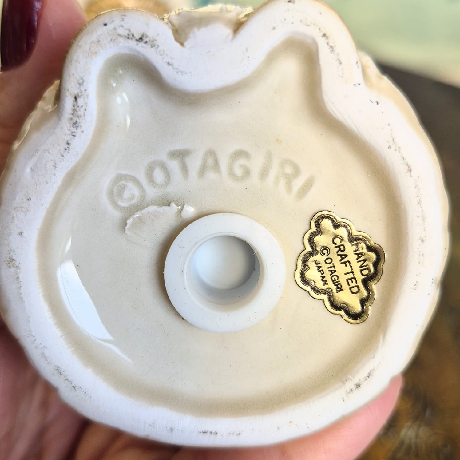 Conjunto de saleiro e pimenteiro em porcelana vintage japonesa Otagiri,  em formato de ursinhos natalinos