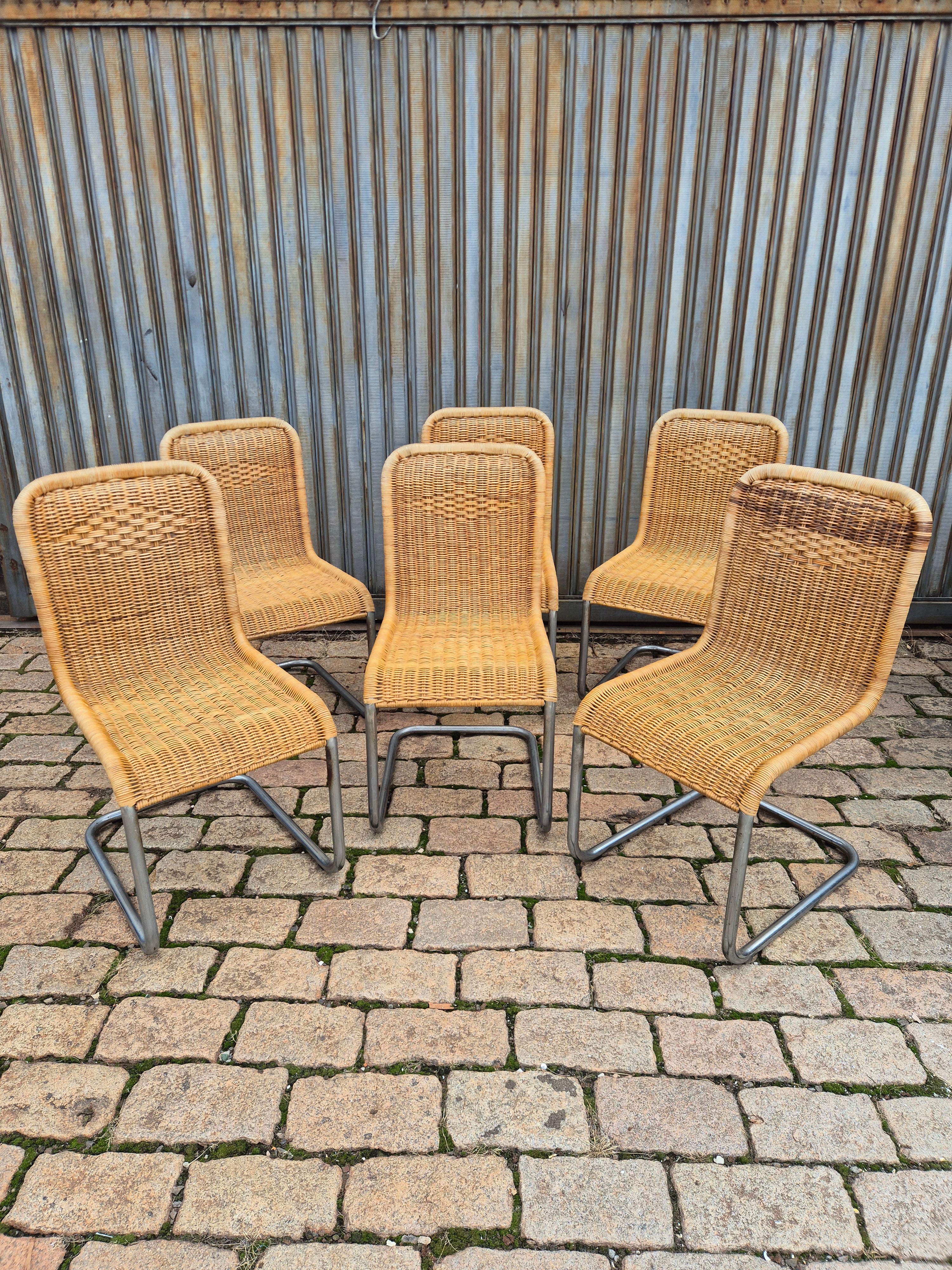 Set 6 cadeiras Bauhaus com junco 70&