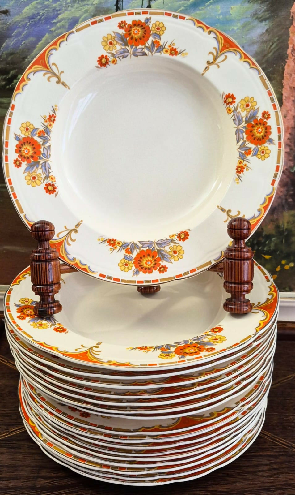 Conjunto escândalo de maravilhoso em faiança, quase centenária, inglesa Alfred Meakin, linha Royal Marigold