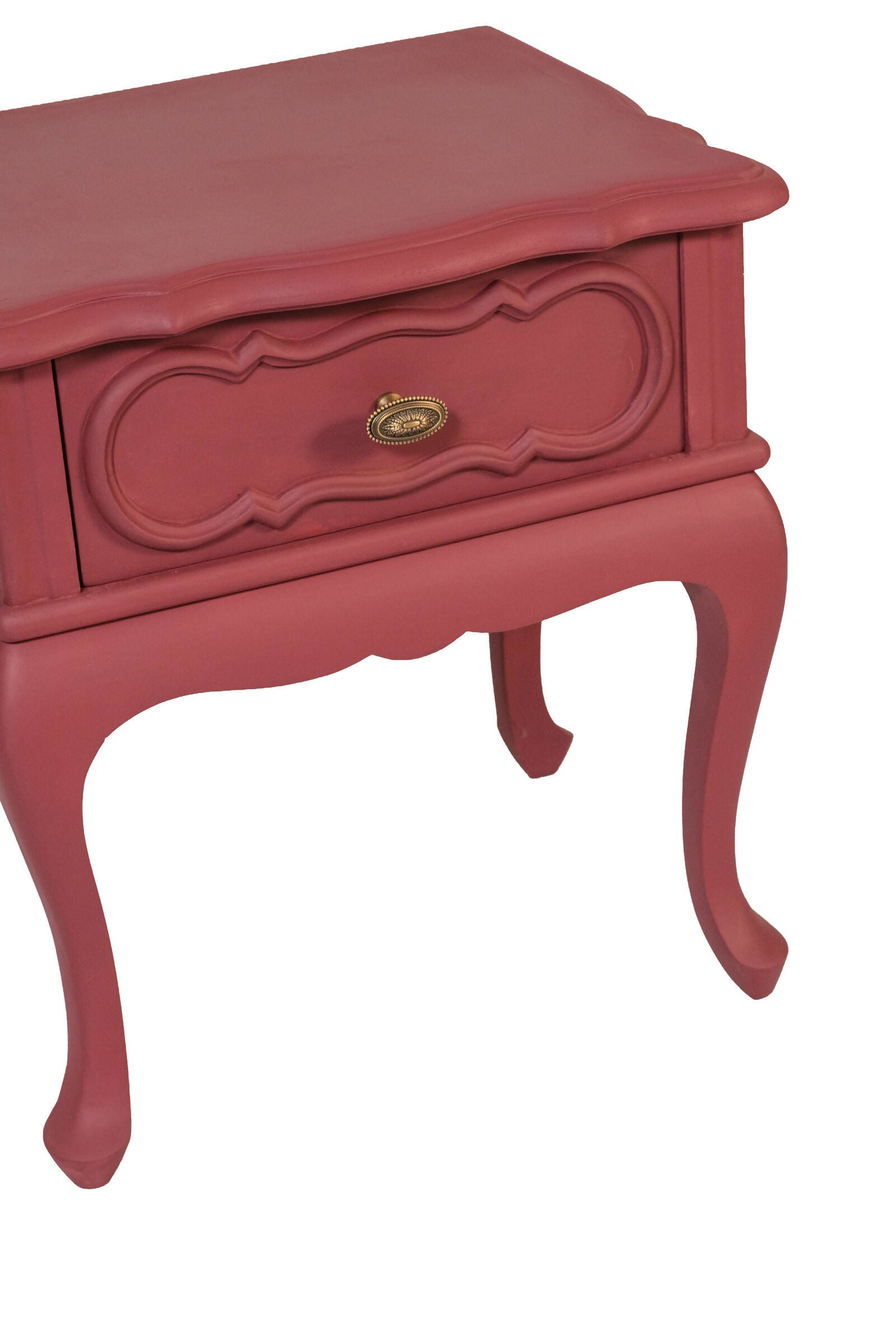 Mesa de cabeceira restaurada marsala - madeira maciça (valor unitário)
