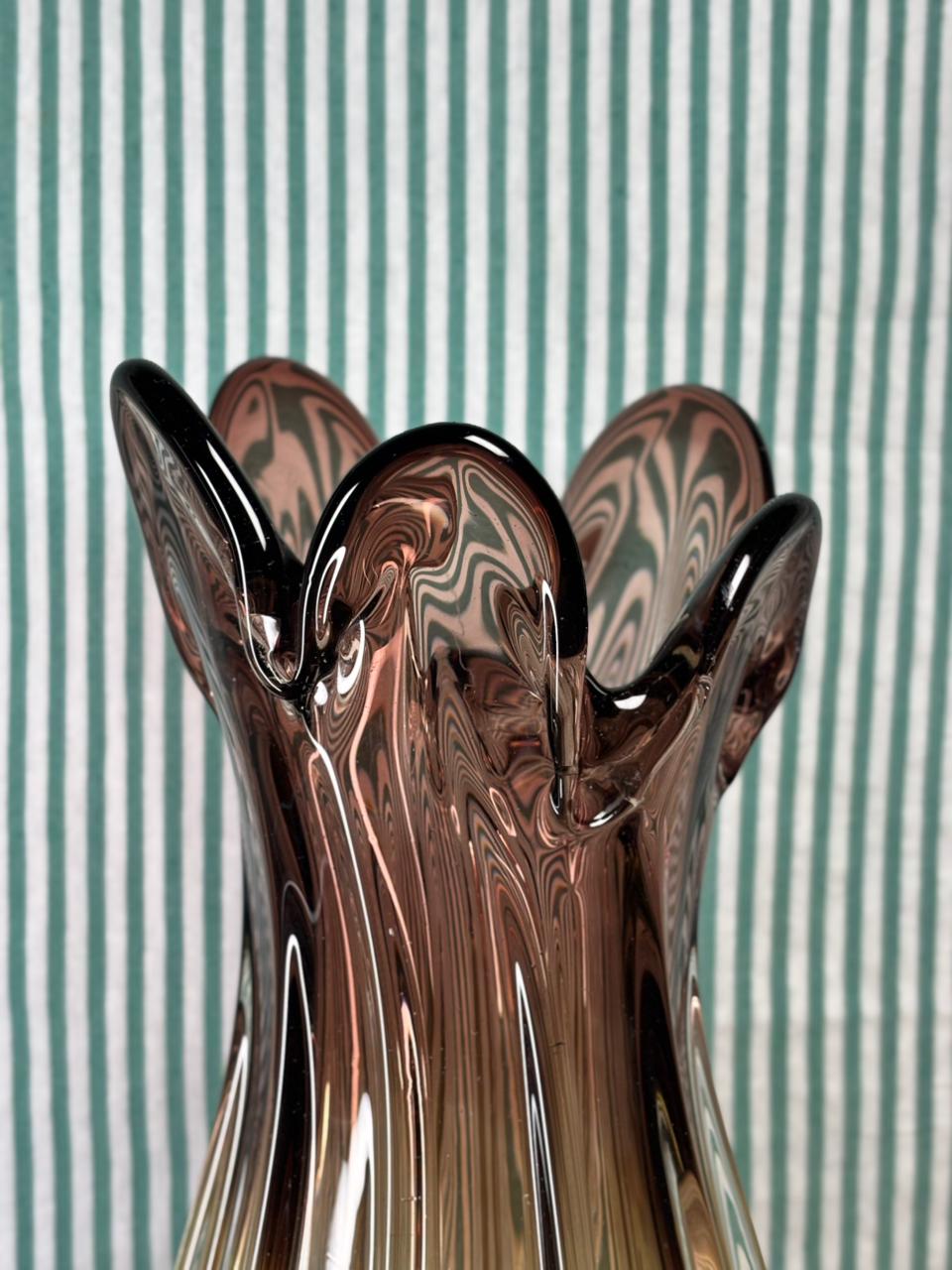 Vaso Murano âmbar e fumê