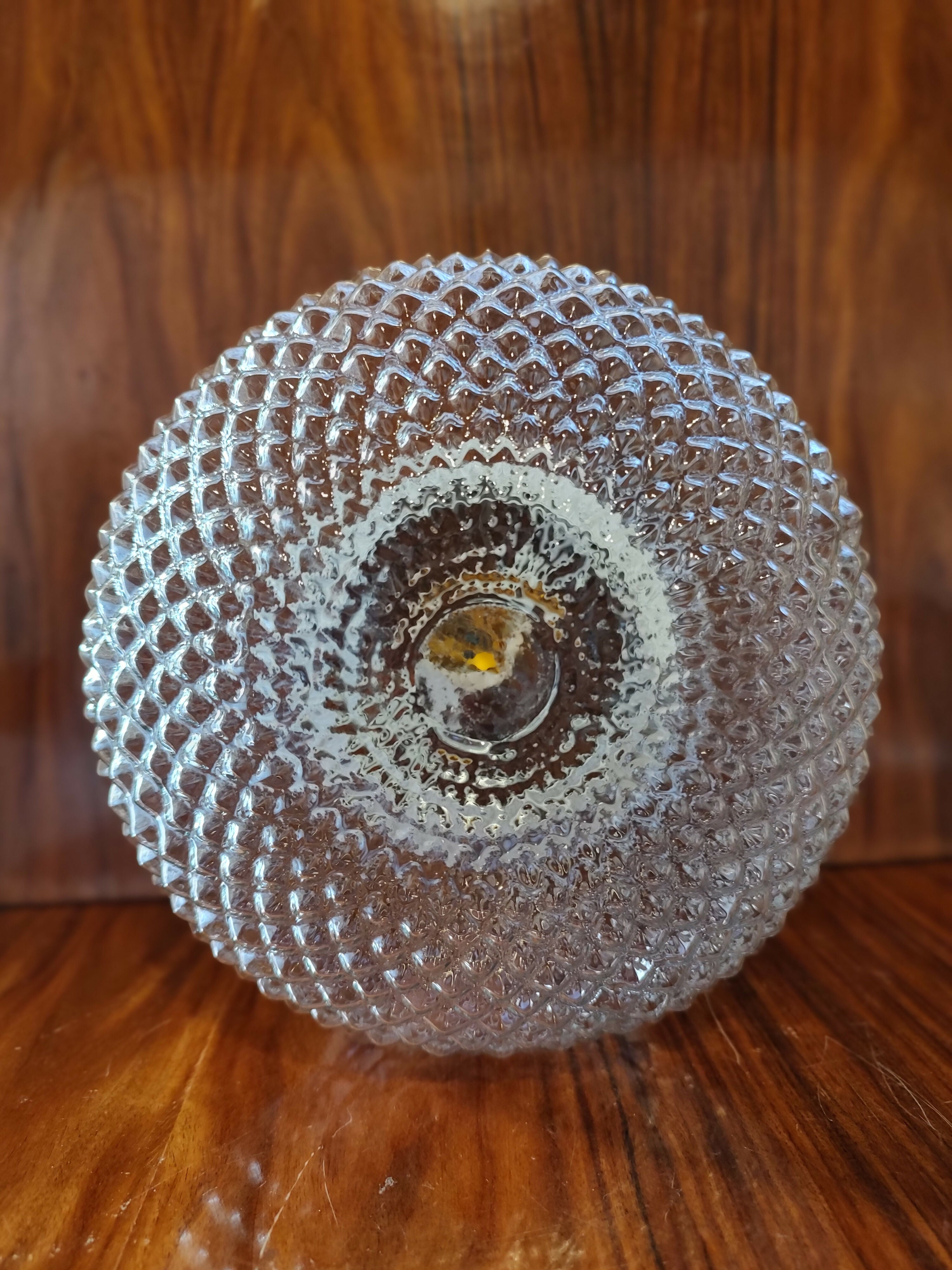 Luminária / Plafon de teto em vidro bico de Jaca em forma de vaso bojudo