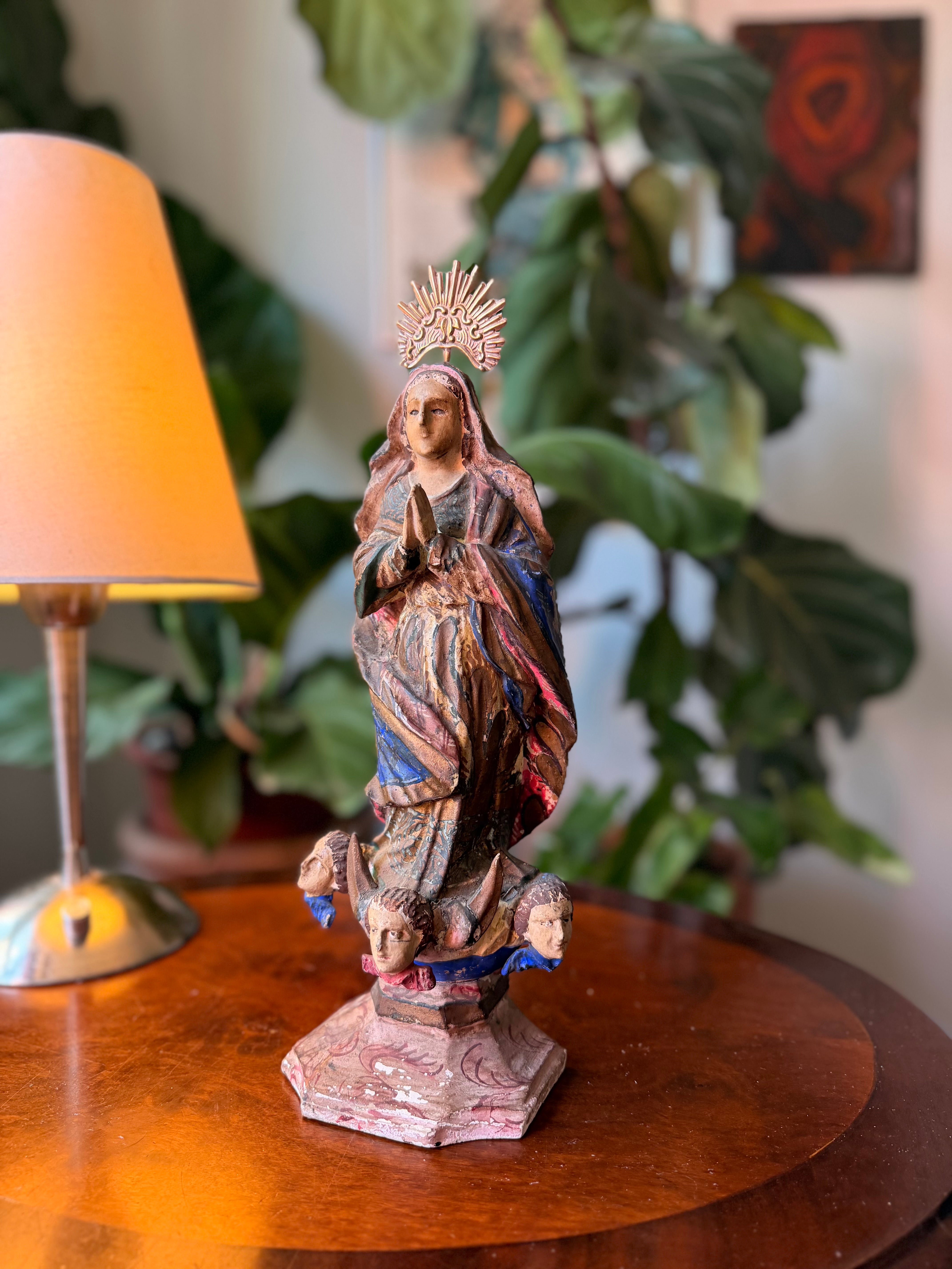 Escultura em madeira Nossa Senhora Conceição Séc XIX/XX 