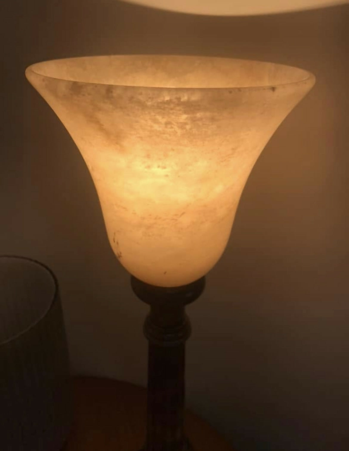 Par de abajur alabastro espanhol marrom e rosé