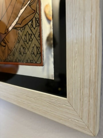 Quadro Espelhado com serigrafia da obra job, de Alphose Mucha