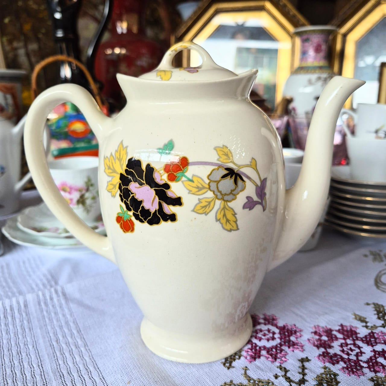 Bule para café em faiança antiga inglesa J&amp;G Meakin, linha Sol, anos 10/20. Perfeito