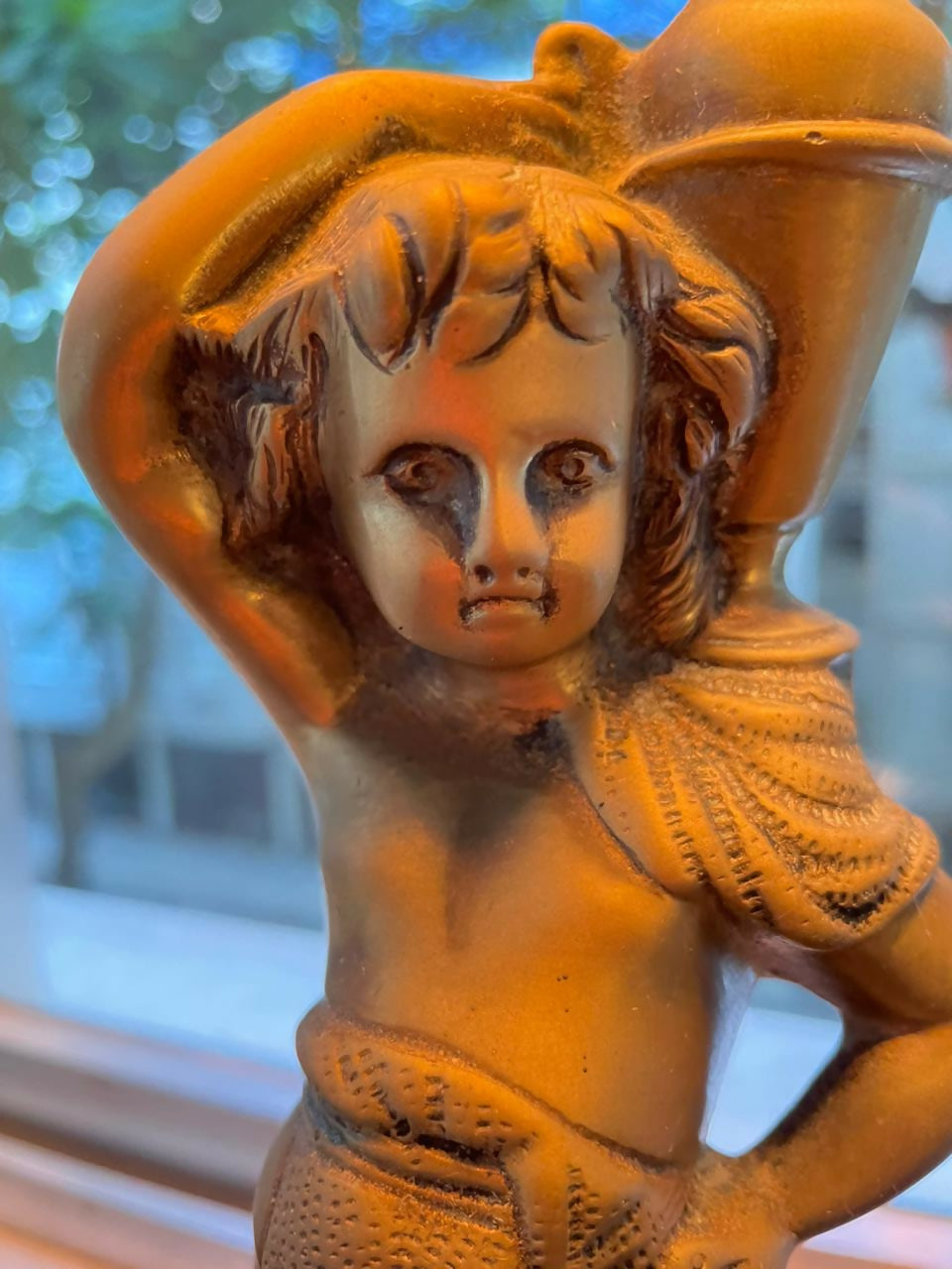 Grande Abajur em Bronze Representando um Querubim (62cm) - valor unitário