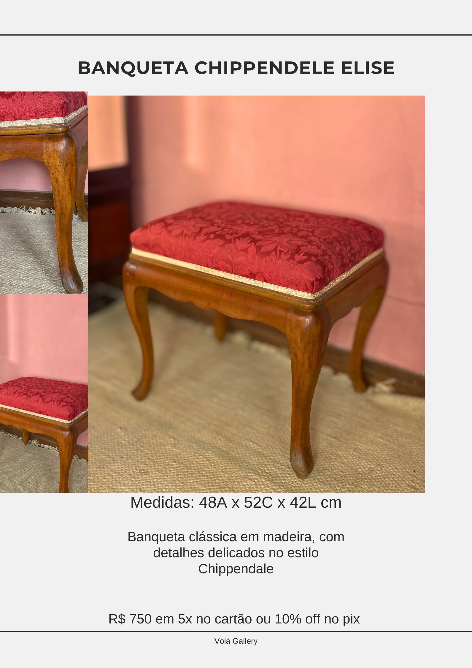 Banqueta Chippendale Elise